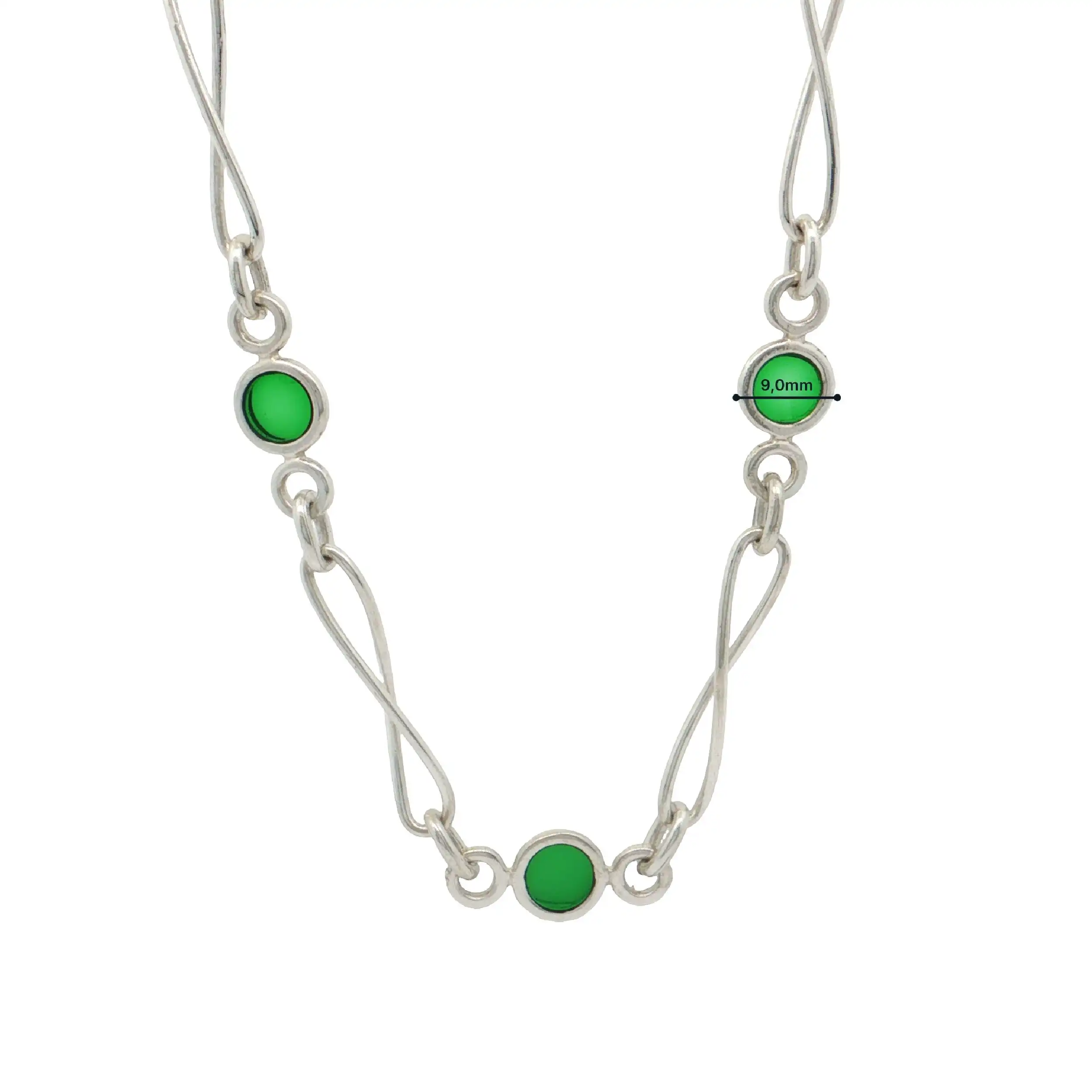 Kette Silber mit grünen Glassteinen Kette Silber mit grünen Glassteinen