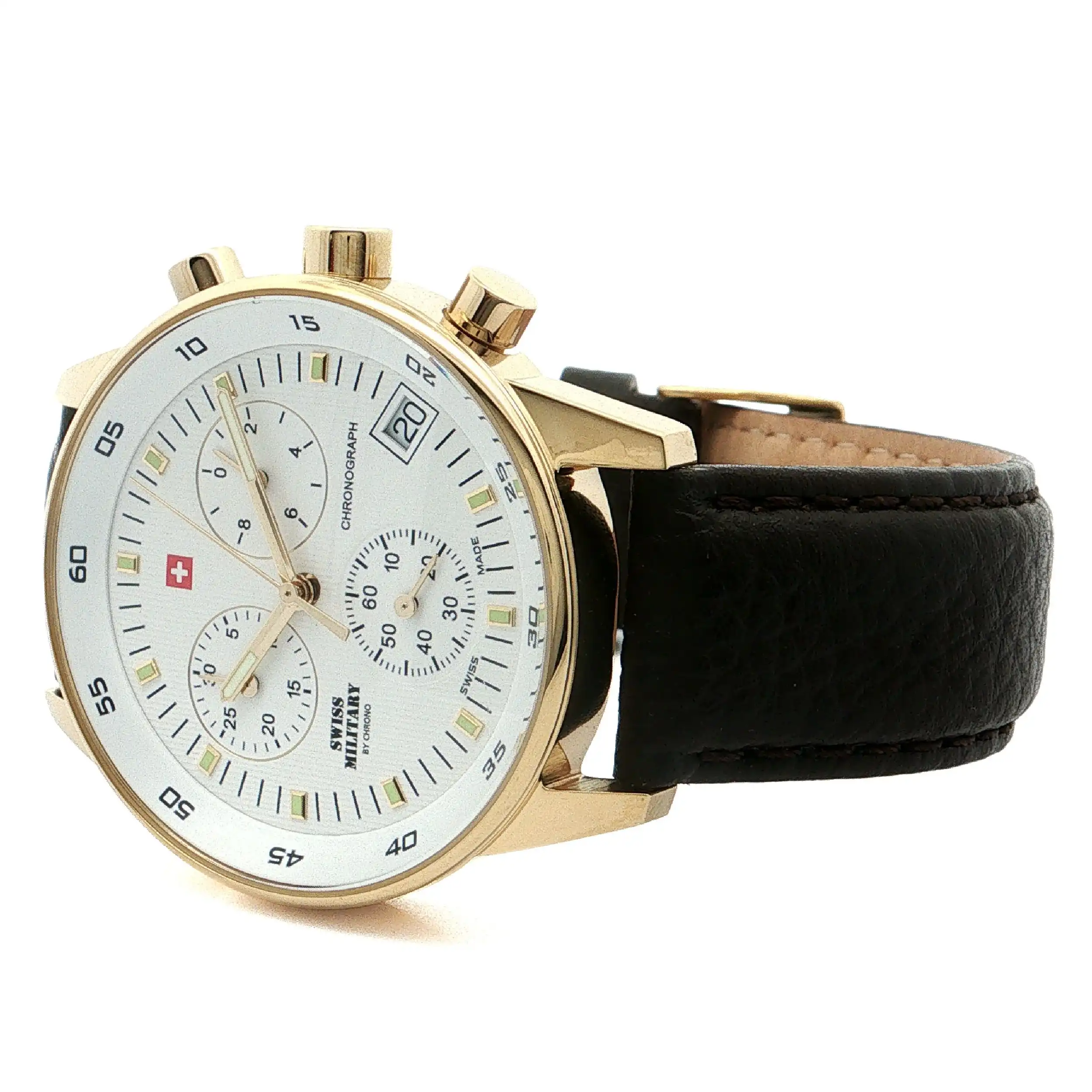 Herrenuhr Quartz Swiss Military Chronograph vergoldet Herrenuhr Quartz Swiss Military Chronograph vergoldet