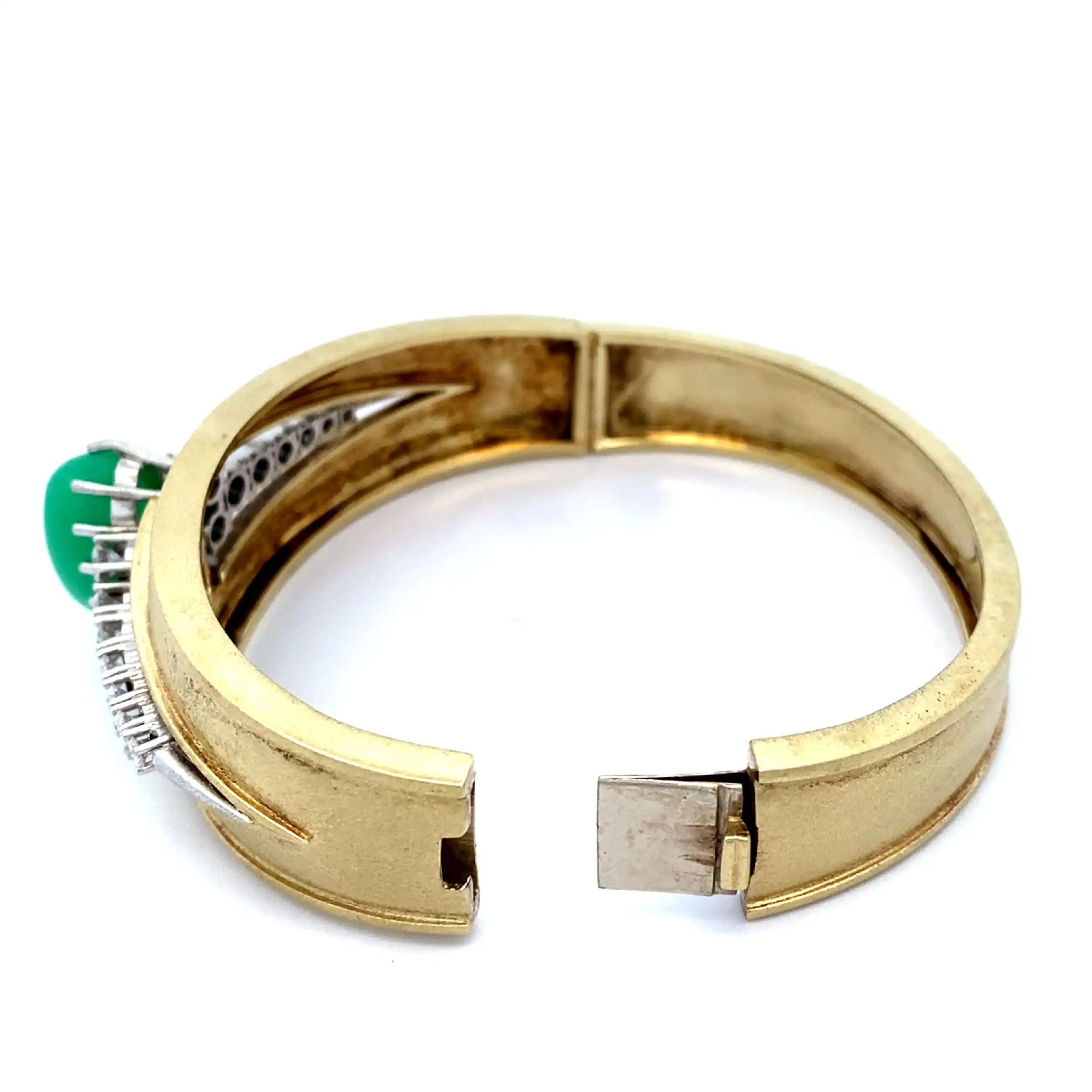 Armreif Bicolor mit Chrysopras und Brillanten, Handarbeit Armreif Bicolor mit Chrysopras und Brillanten, Handarbeit