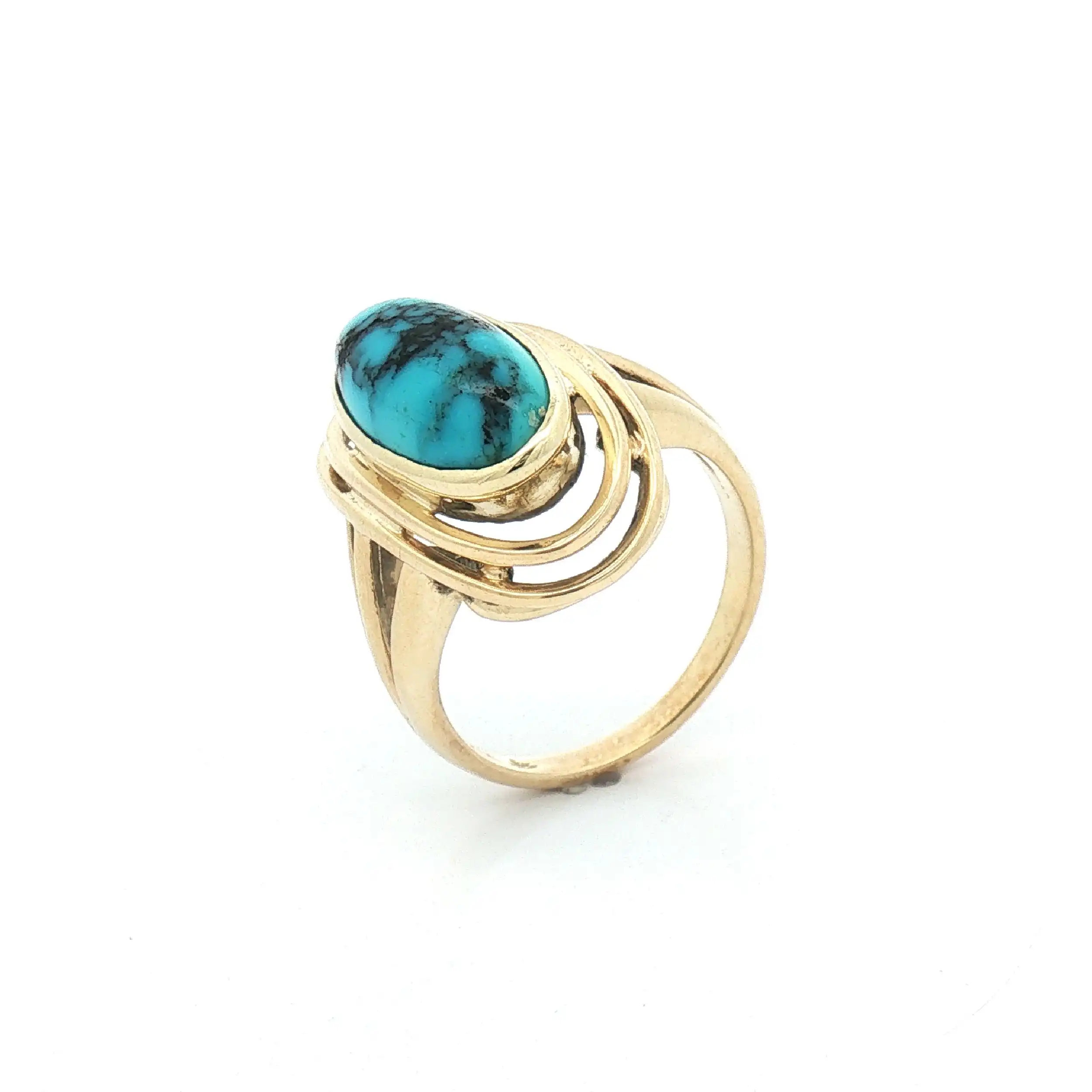 Ring Gelbgold mit Türkis Cabochon Ring Gelbgold mit Türkis Cabochon