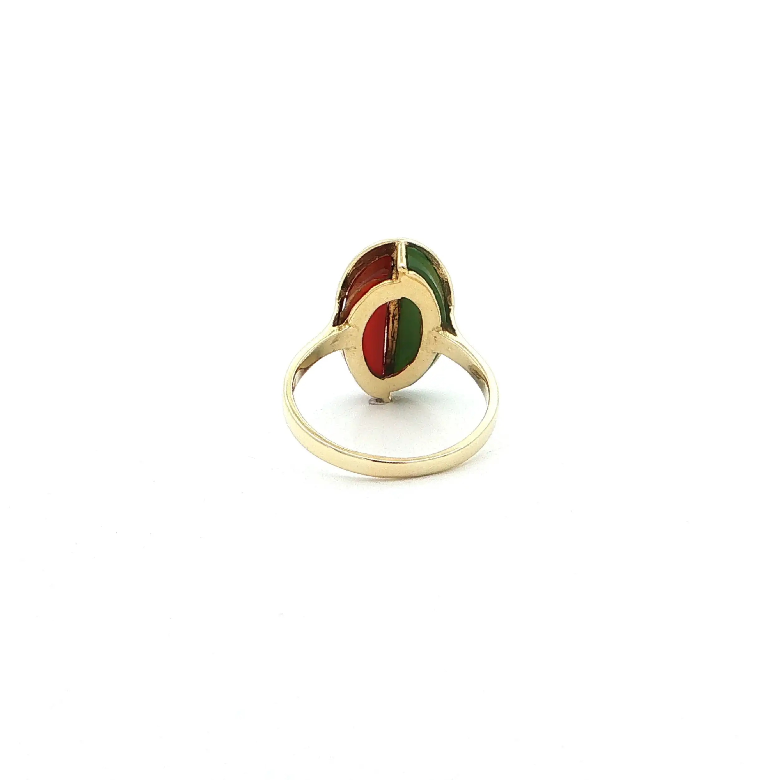 Ring Gelbgold mit Jade & Carneol