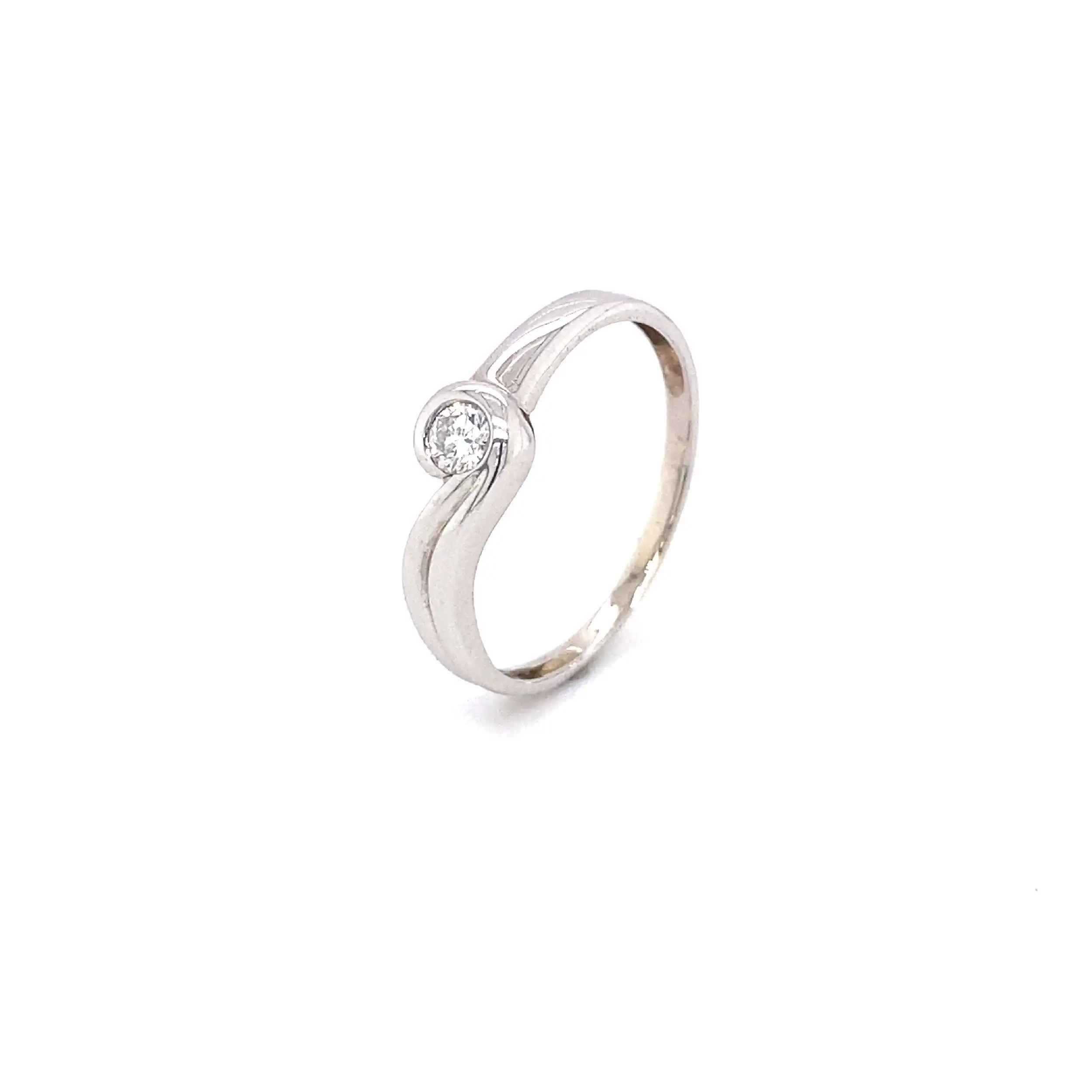 Ring Weißgold mit Brillant, graviert mit 0,11ct