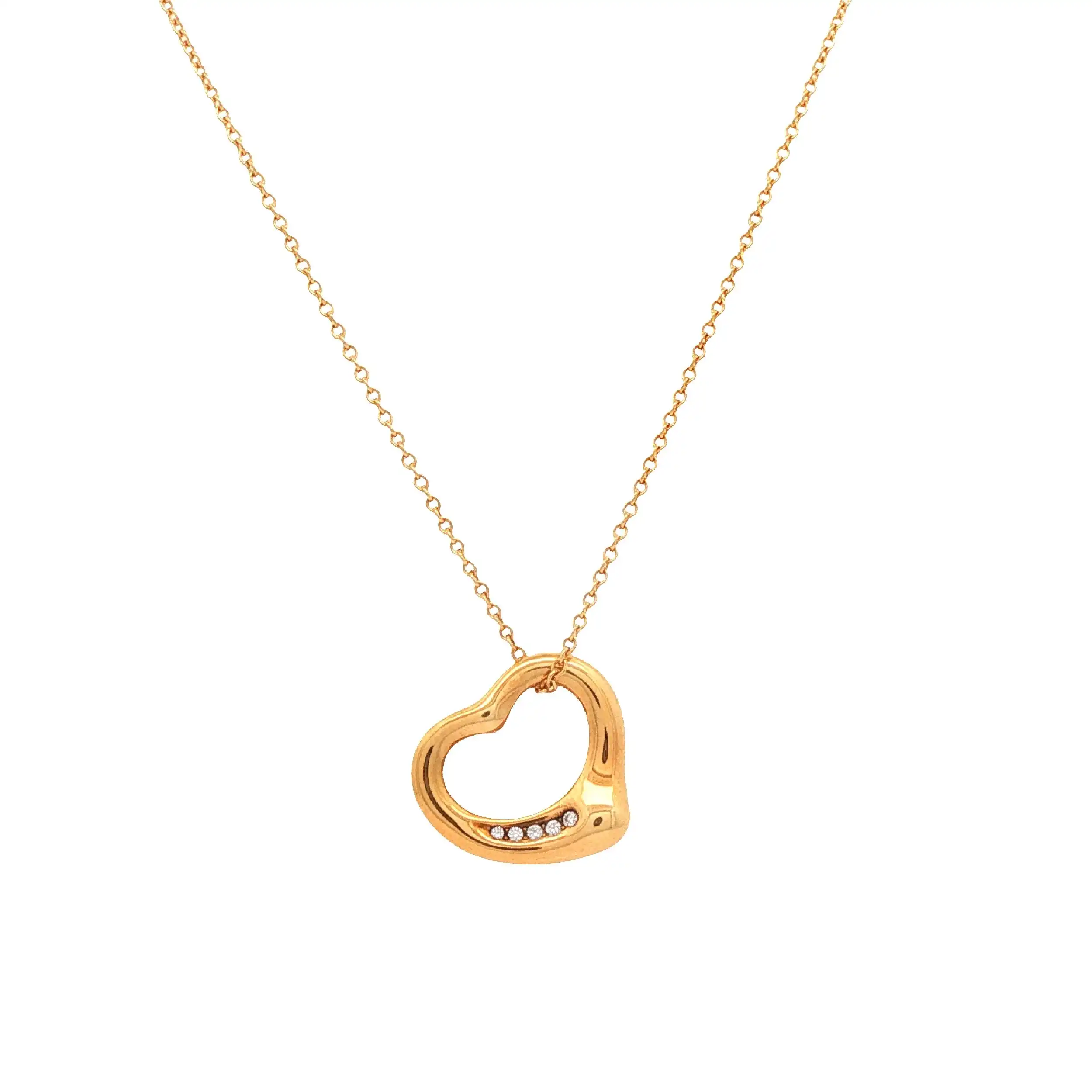 Ankerkette Gelbgold mit Herzanhänger graviert mit 0,02ct. Tiffany & Co. Ankerkette Gelbgold mit Herzanhänger graviert mit 0,02ct. Tiffany & Co.