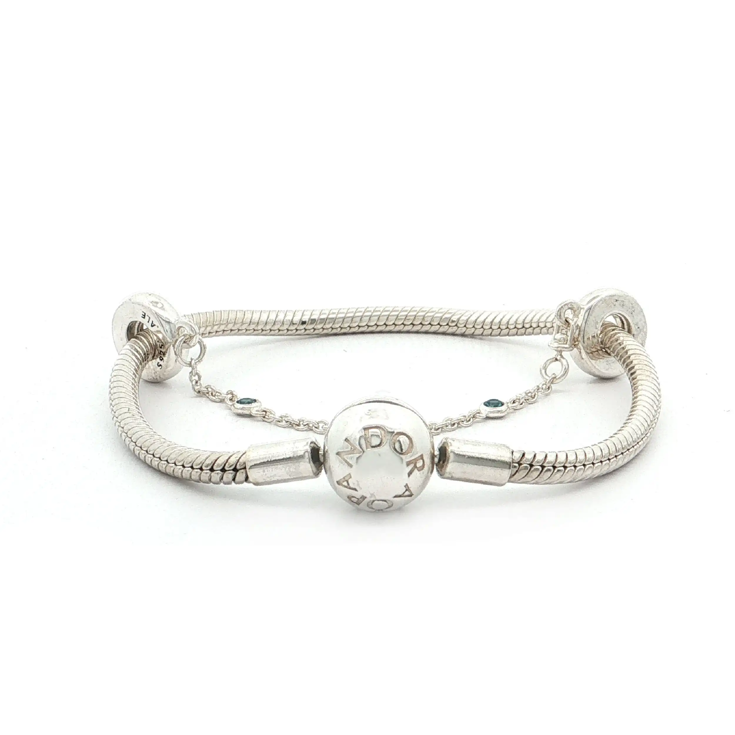 Charm-Armband Silber "Pandora" mit Verlängerungskette mit Farbsteinen