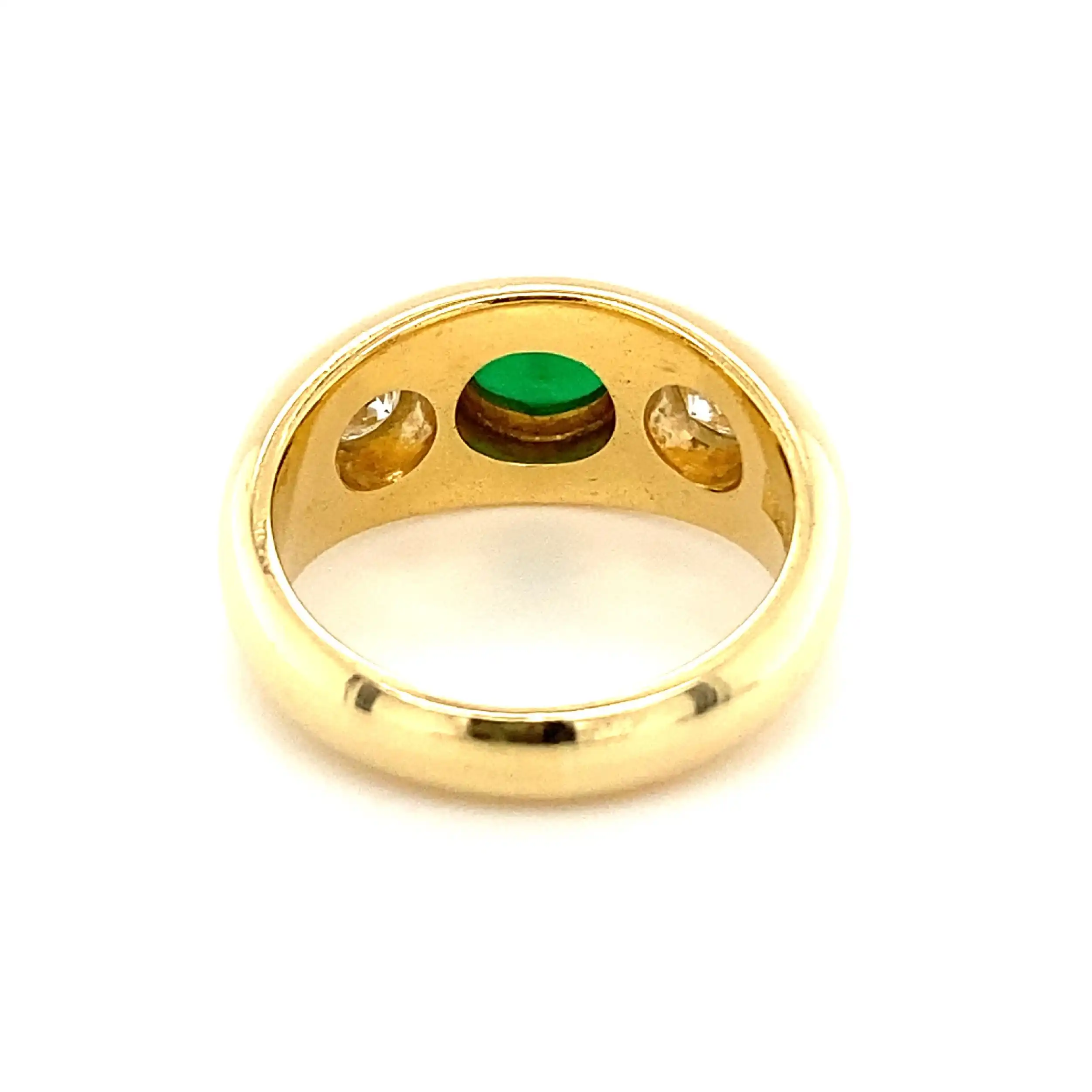 Ring Gelbgold mit Smaragd Cabochon & Brillanten Ring Gelbgold mit Smaragd Cabochon & Brillanten