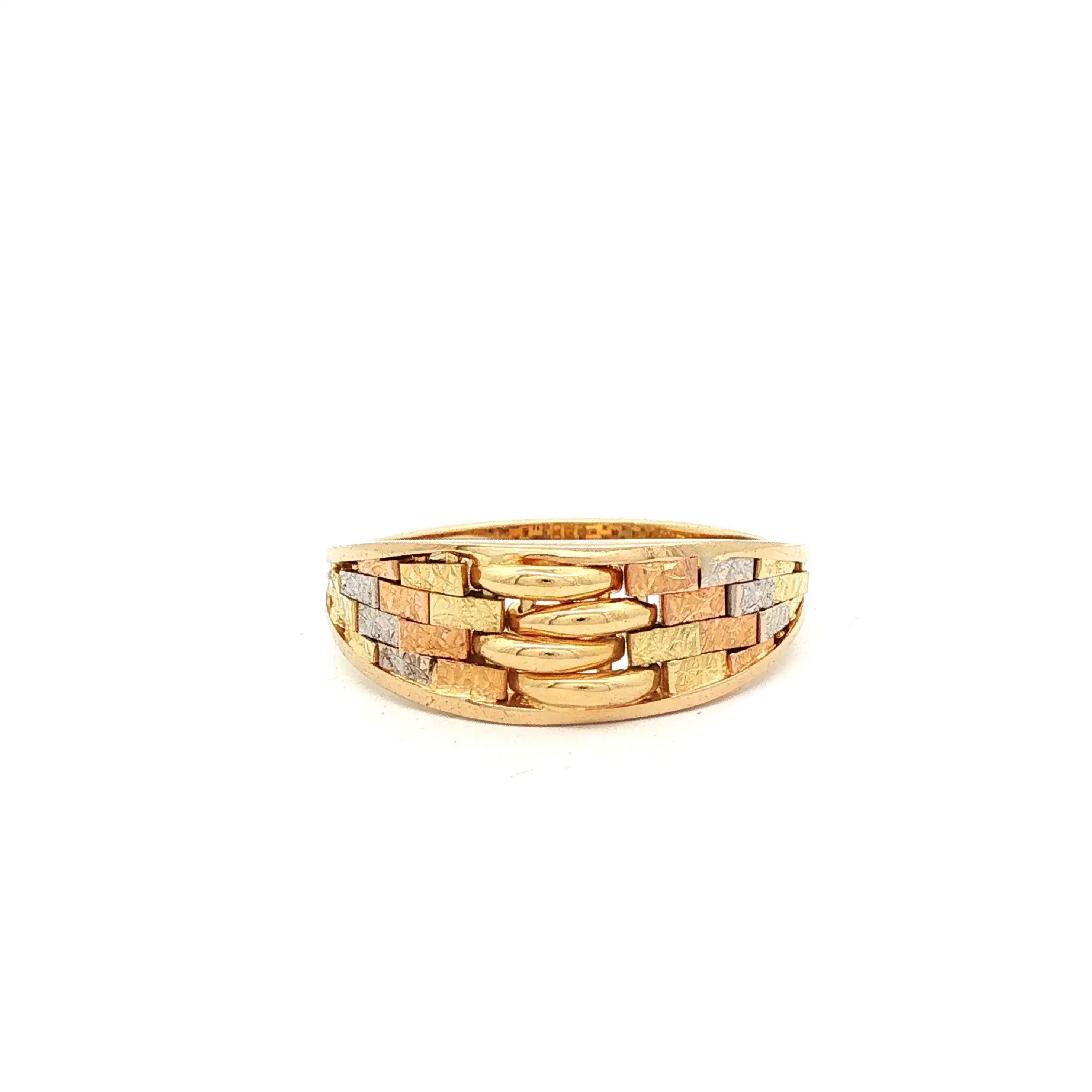Ring Gelbgold mit Tricolor Elementen