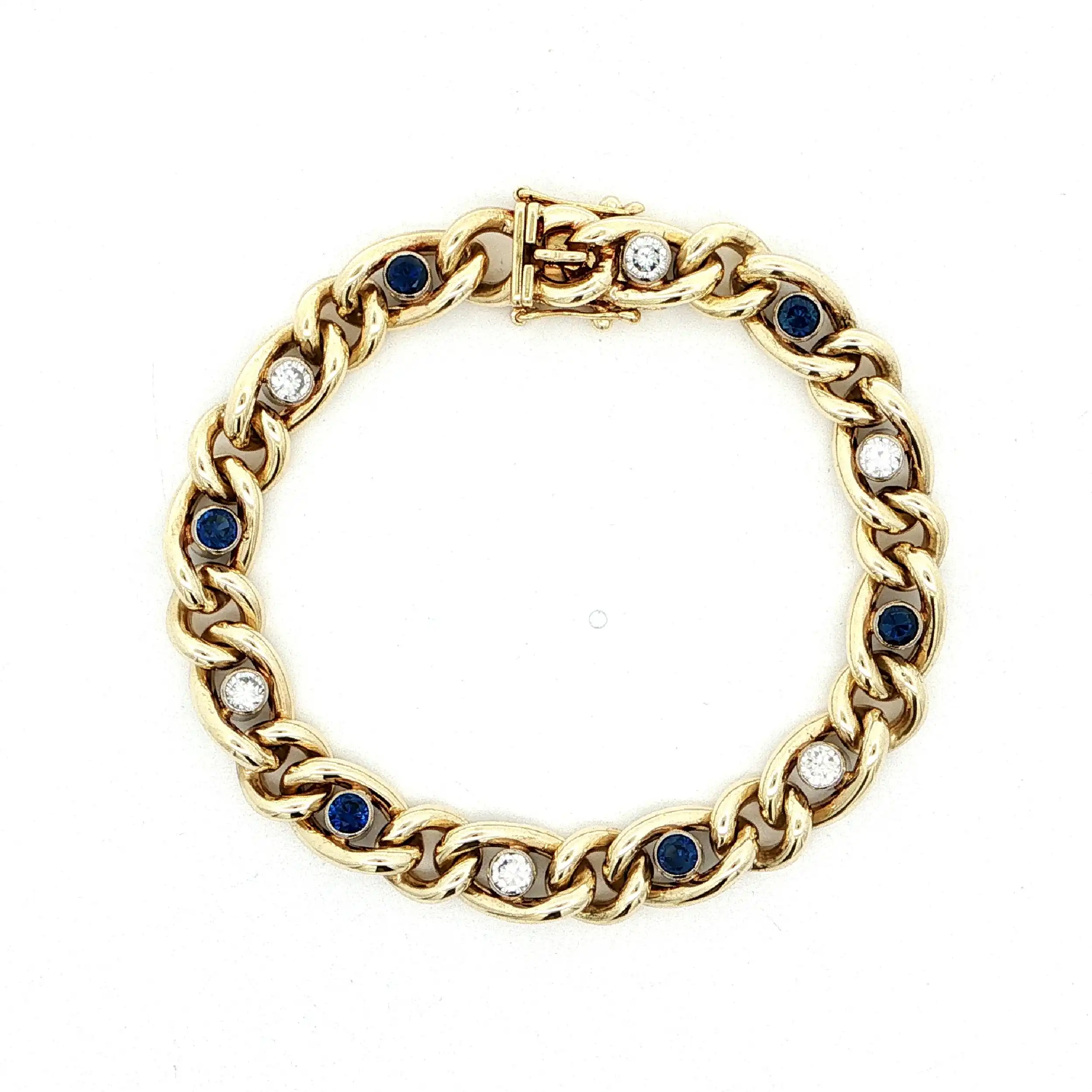 Panzerarmband Gelbgold mit Saphiren & Brillanten