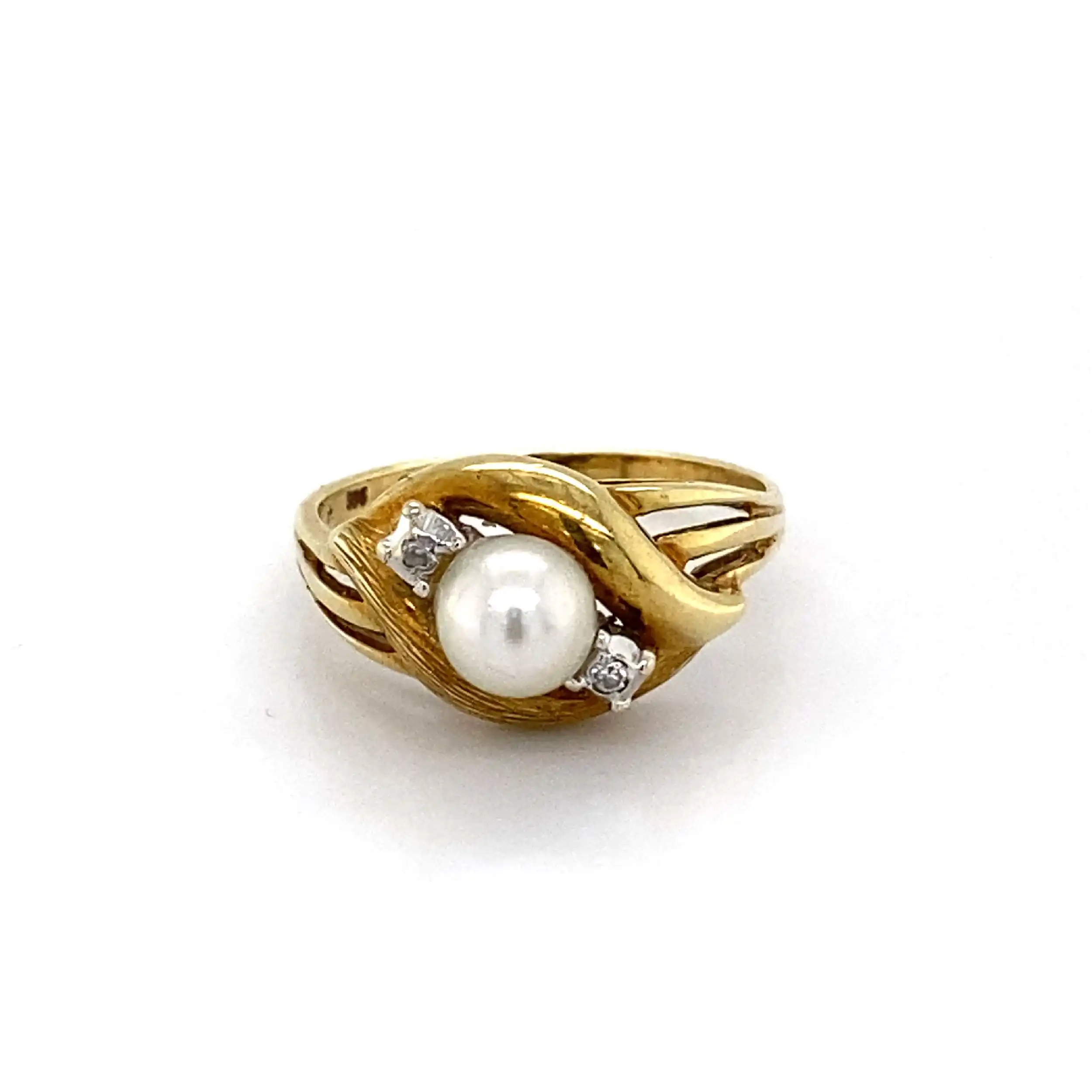 Ring Bicolor mit Diamanten und Perle Ring Bicolor mit Diamanten und Perle