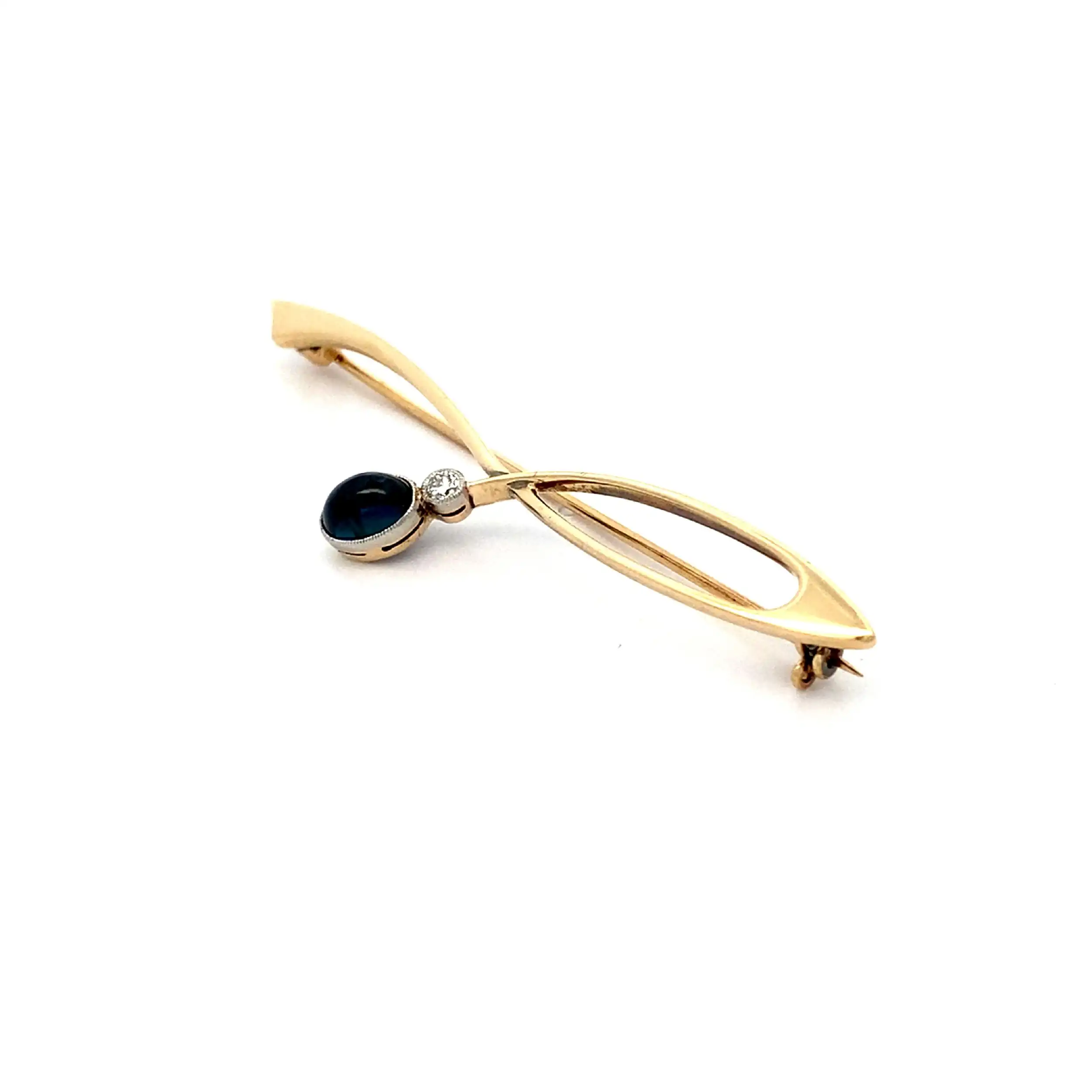 Brosche Bicolor mit Saphir und Brillant