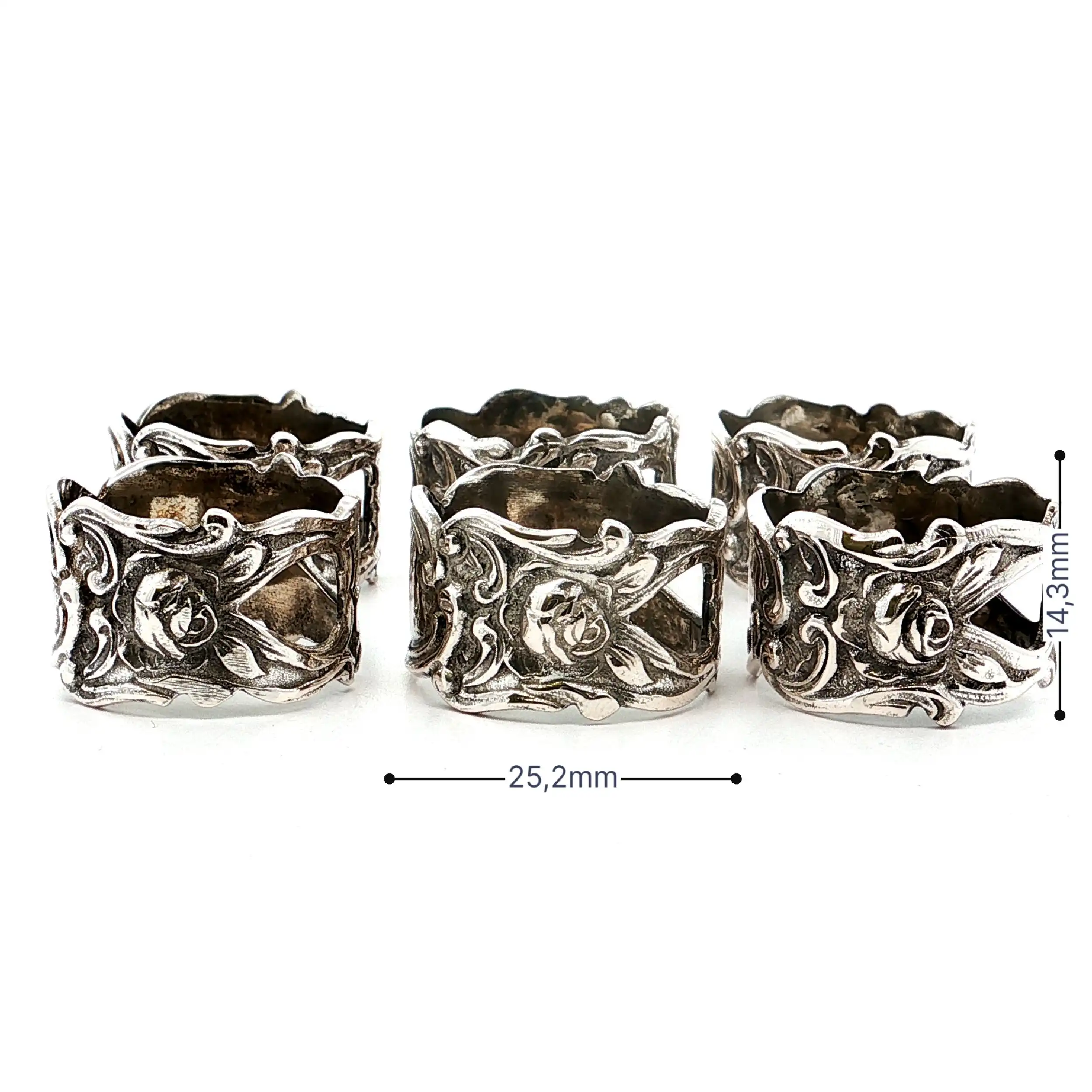 6 Serviettenringe Silber 6 Serviettenringe Silber