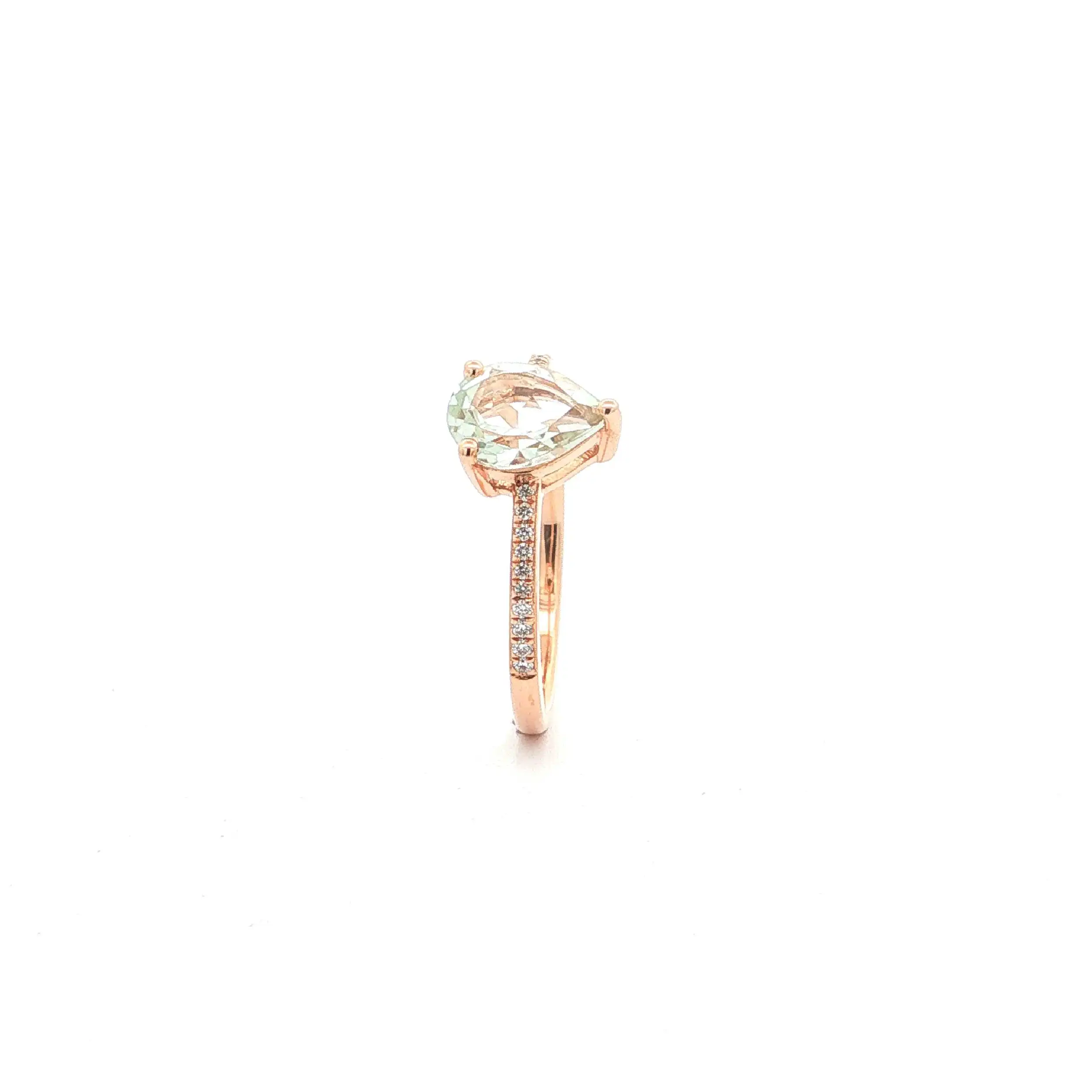Ring Roségold mit Brillanten 0,07ct. TW/SI & grünem Amethyst 1,03ct.
