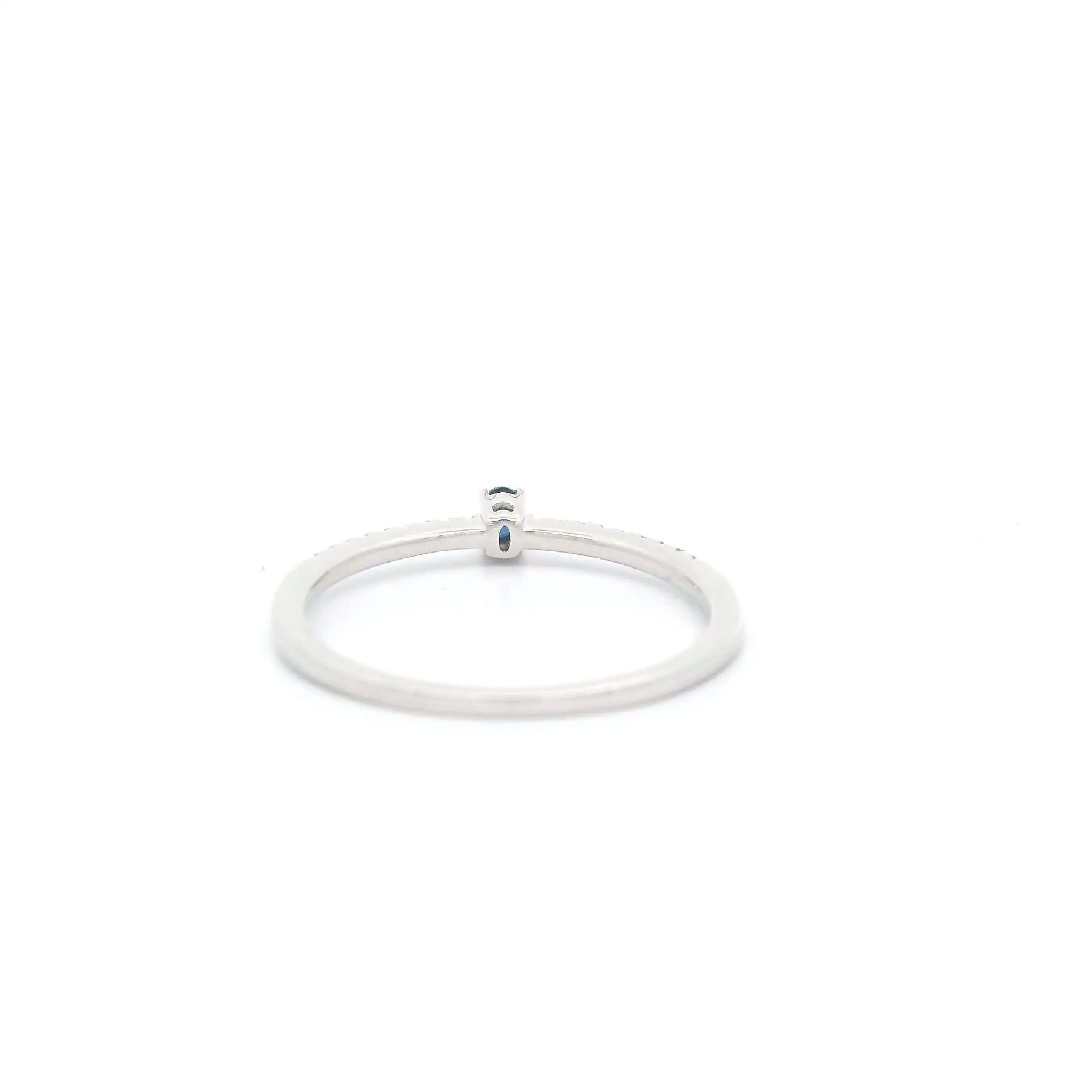 Ring Weißgold mit Diamanten und Saphir Cabochon mit 0,05ct graviert