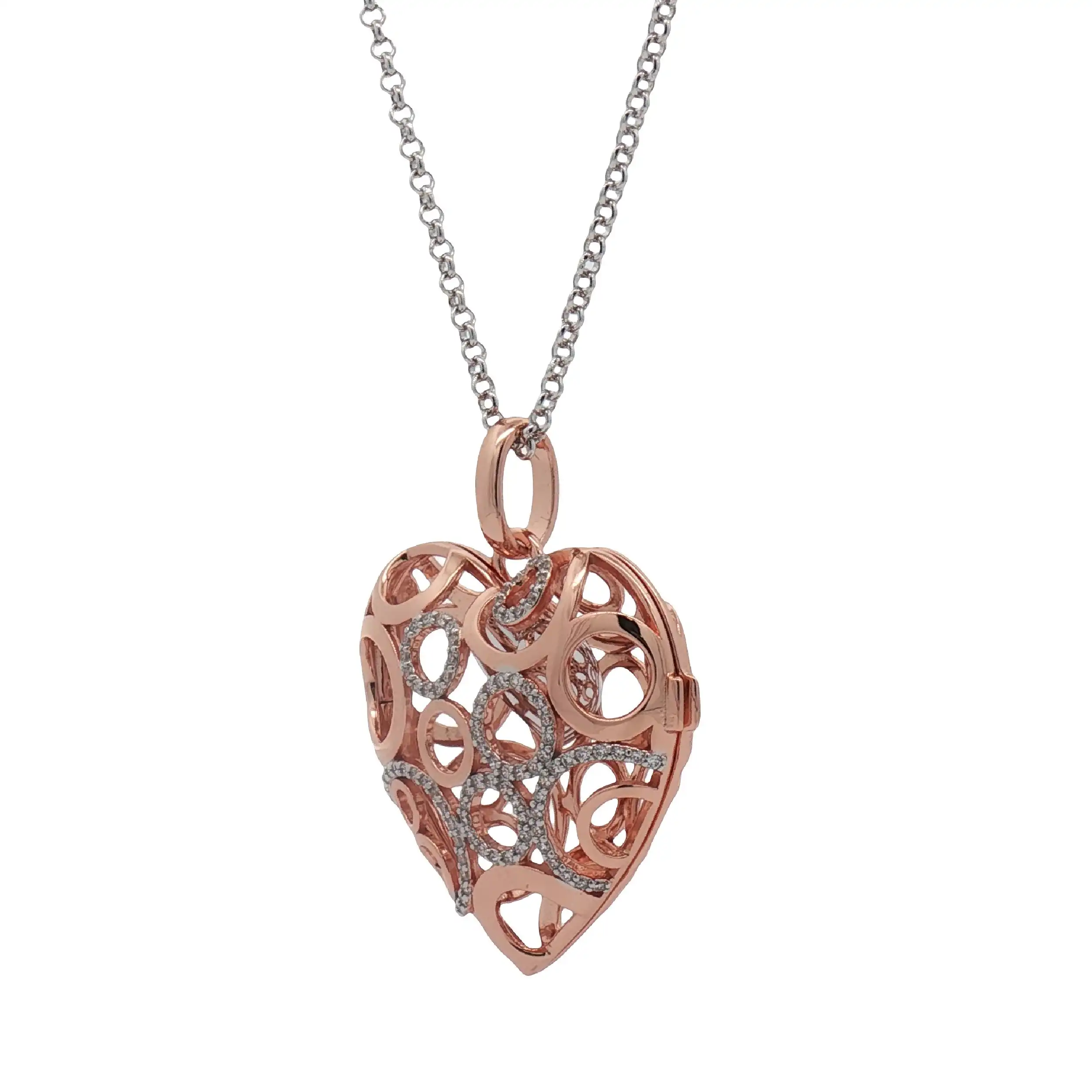 Kette mit Anhänger Herz Silber Bicolor mit Zirkonia Kette mit Anhänger Herz Silber Bicolor mit Zirkonia