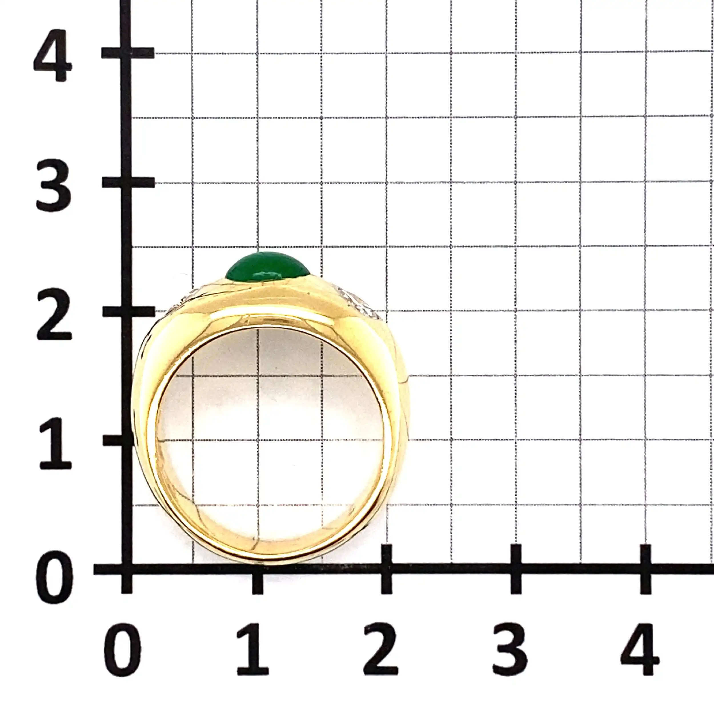 Ring Gelbgold mit Smaragd Cabochon & Brillanten Ring Gelbgold mit Smaragd Cabochon & Brillanten