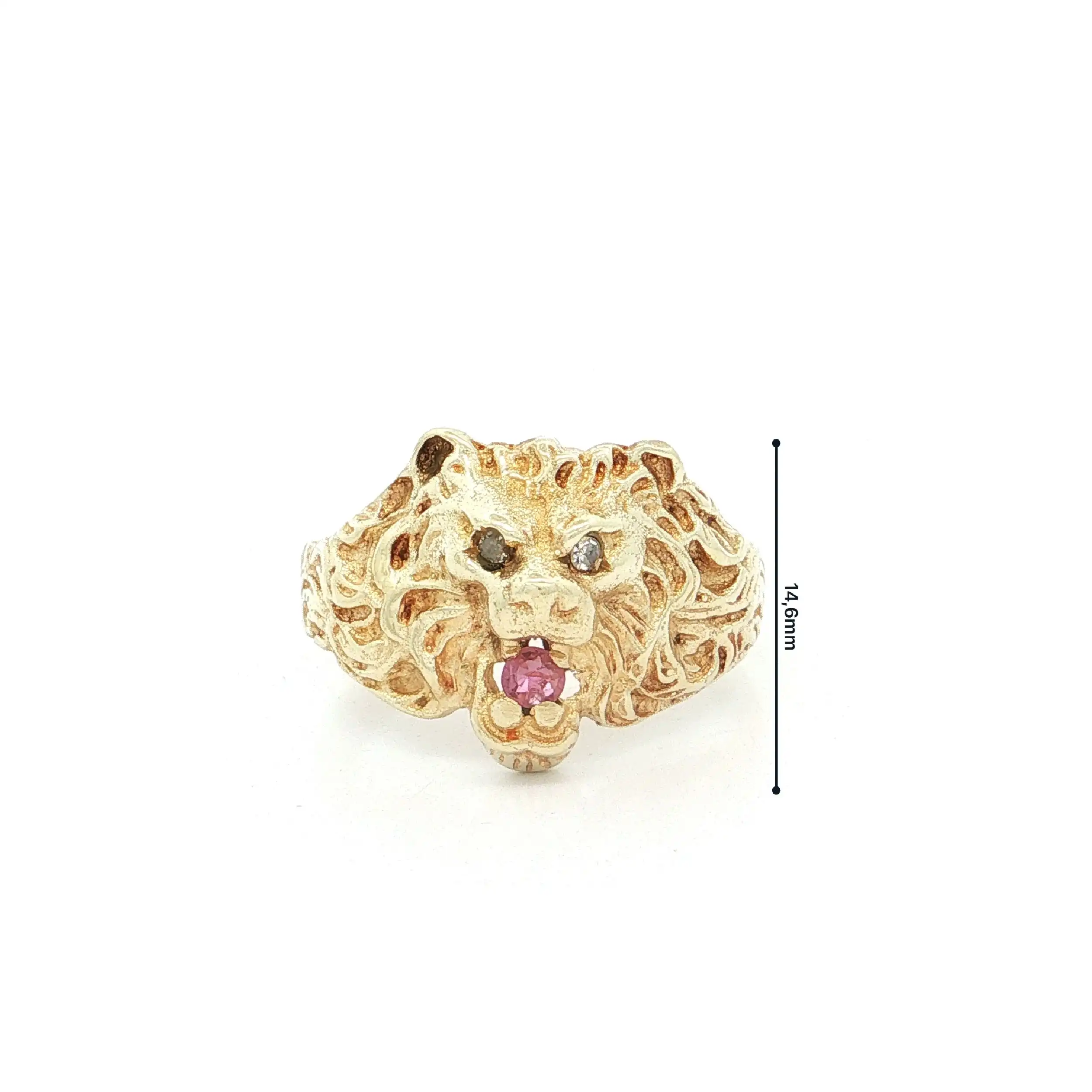 Ring Gelbgold Löwe mit Rubin