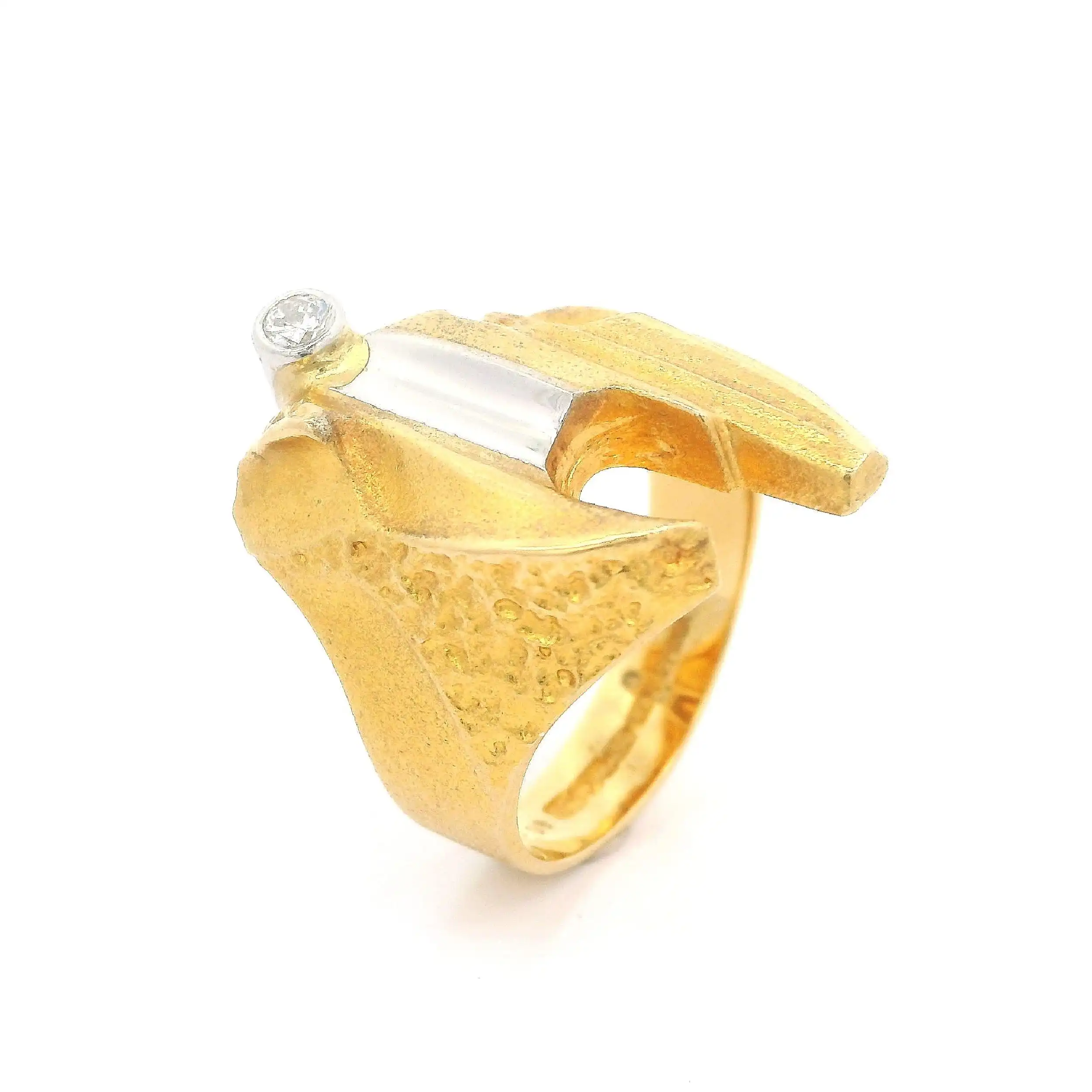Ring Bicolor Lapponia Björn Weckström 1994 R8 mit Brillant Solitär, graviert mit 0,08ct
