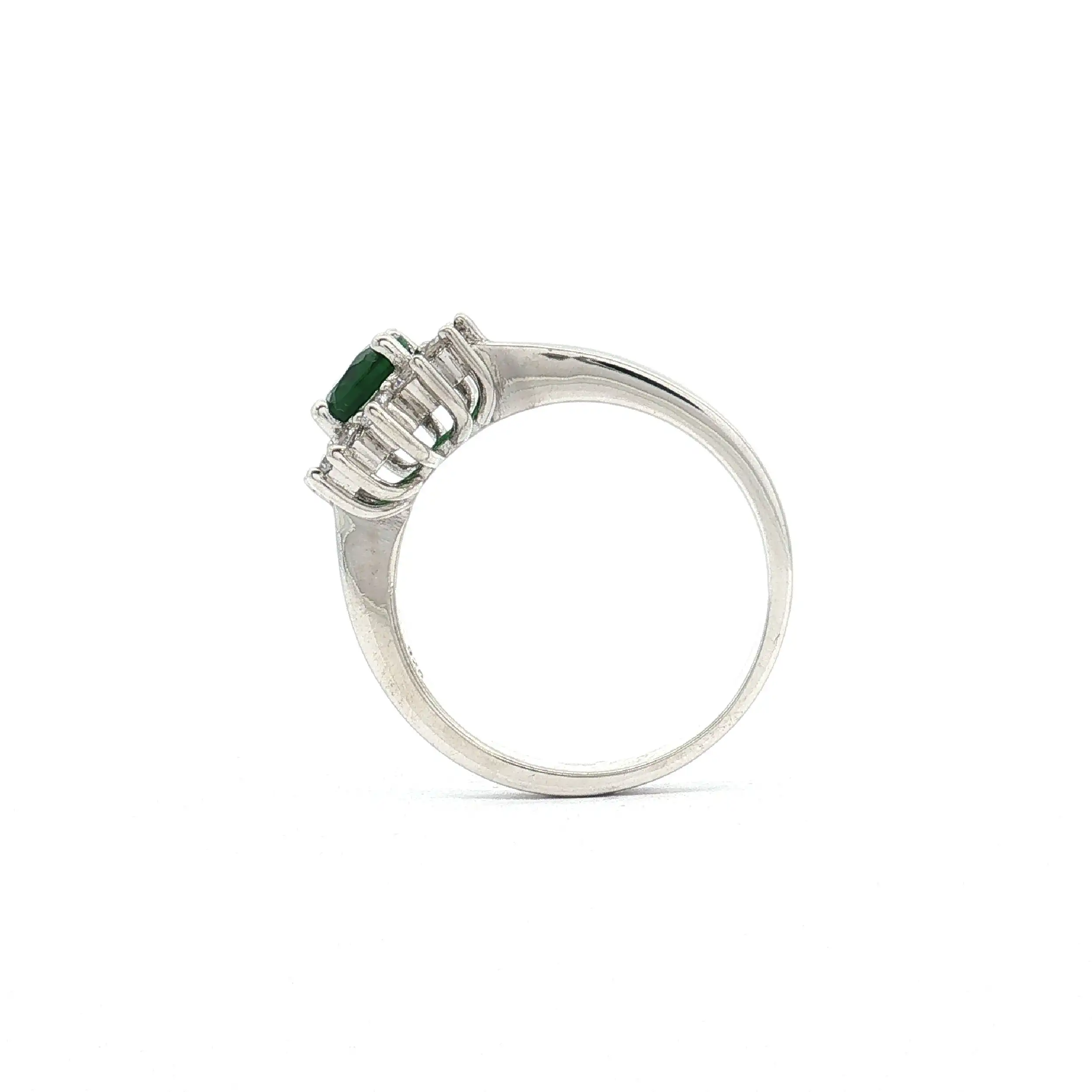 Ring Silber mit grünem Stein und Zirkonia