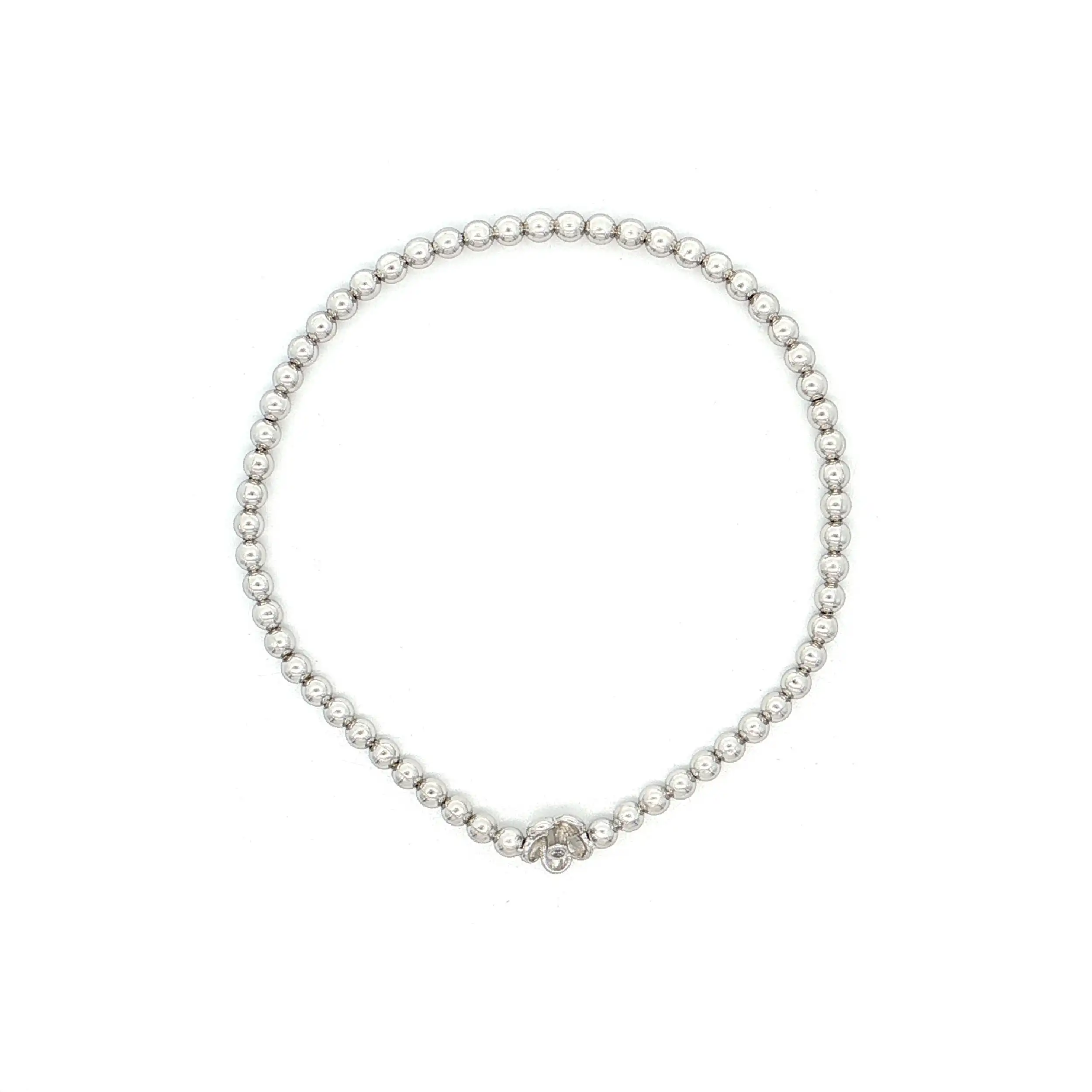Kügelchenarmband Silber elastisch "Blume" mit Zirkonia
