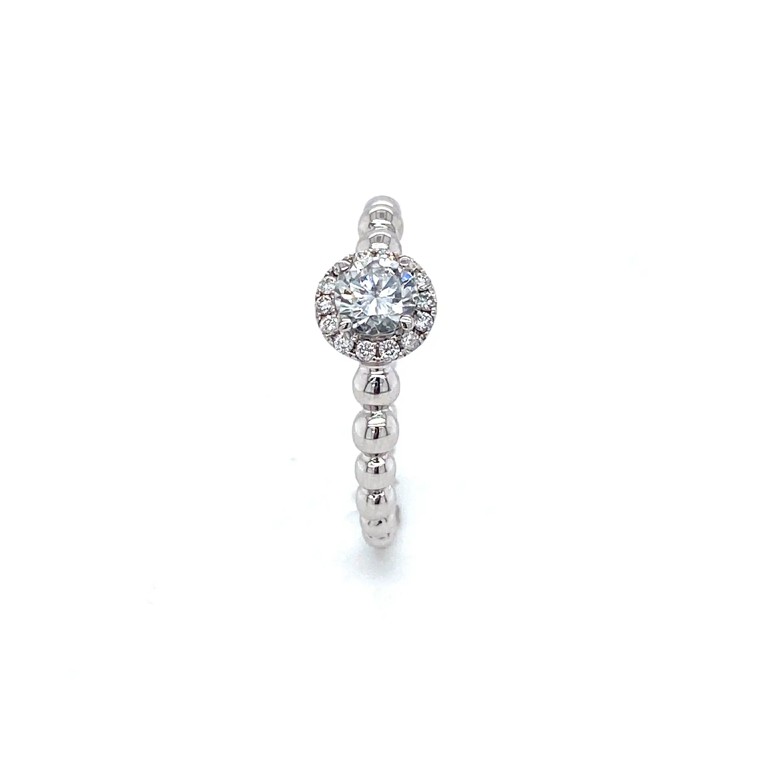 Ring Weißgold mit Solitär 0,35ct und 14 Brillanten zus. 0,11ct TW/Si Ring Weißgold mit Solitär 0,35ct und 14 Brillanten zus. 0,11ct TW/Si