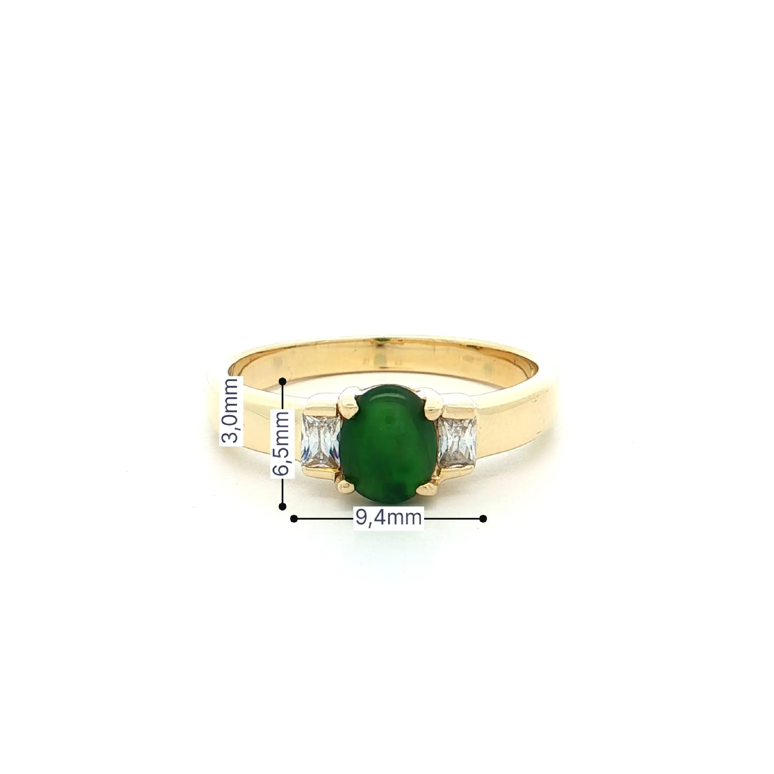 Ring Gelbgold mit Farbstein Cabochon und Diamanten