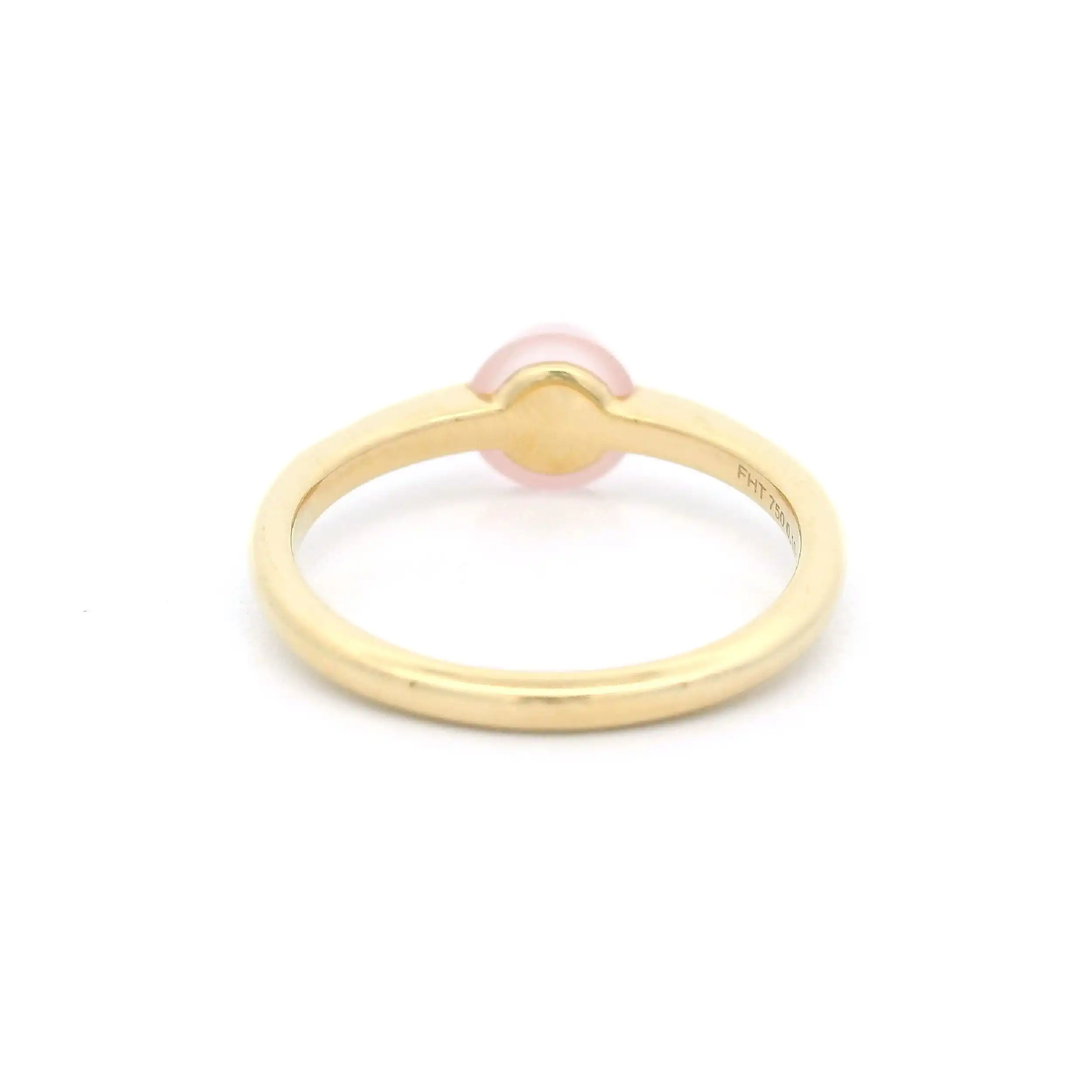 Ring Gelbgold mit Rosenquarz Cabochon und Brillanten Ring Gelbgold mit Rosenquarz Cabochon und Brillanten