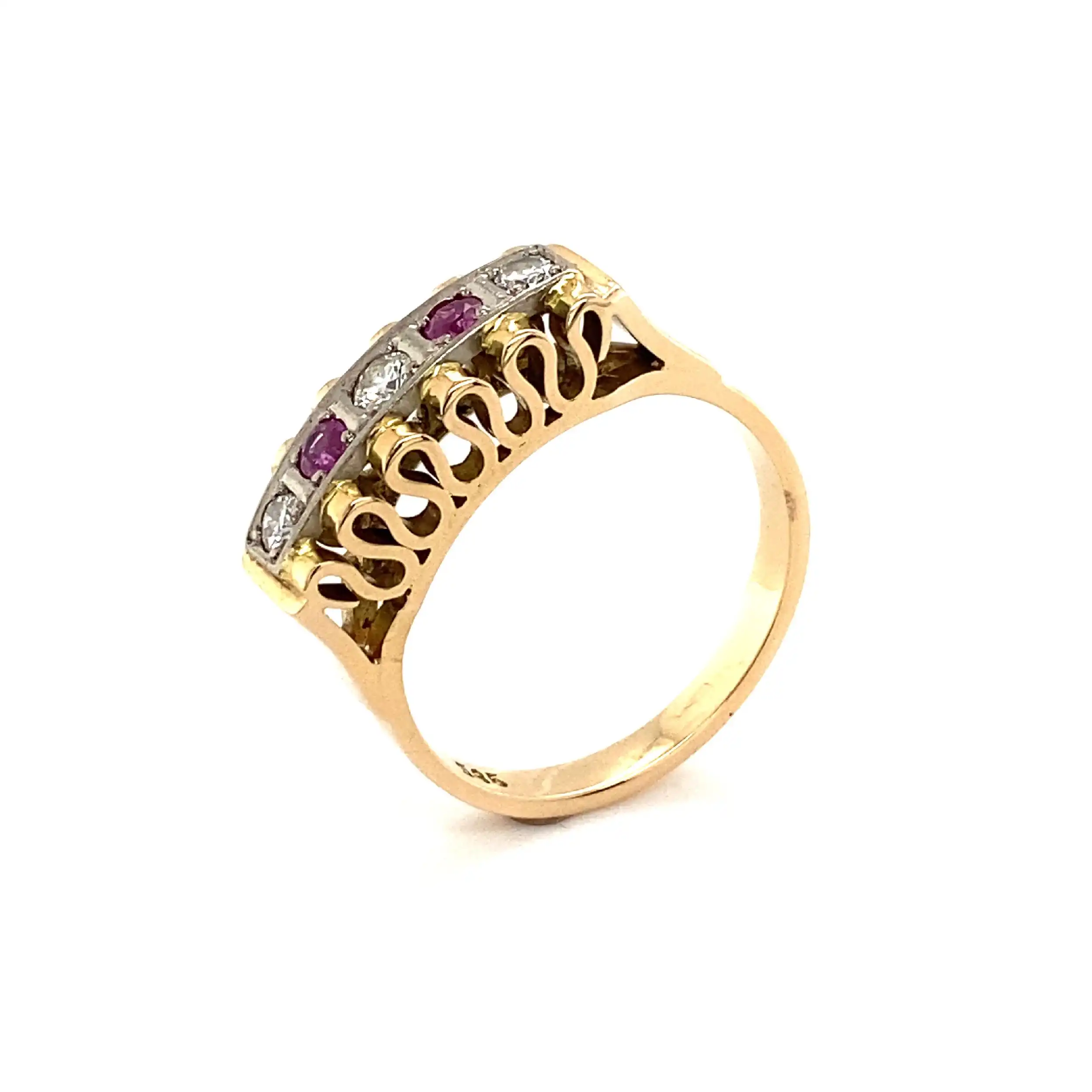 Ring Bicolor mit Rubinen & Brillanten