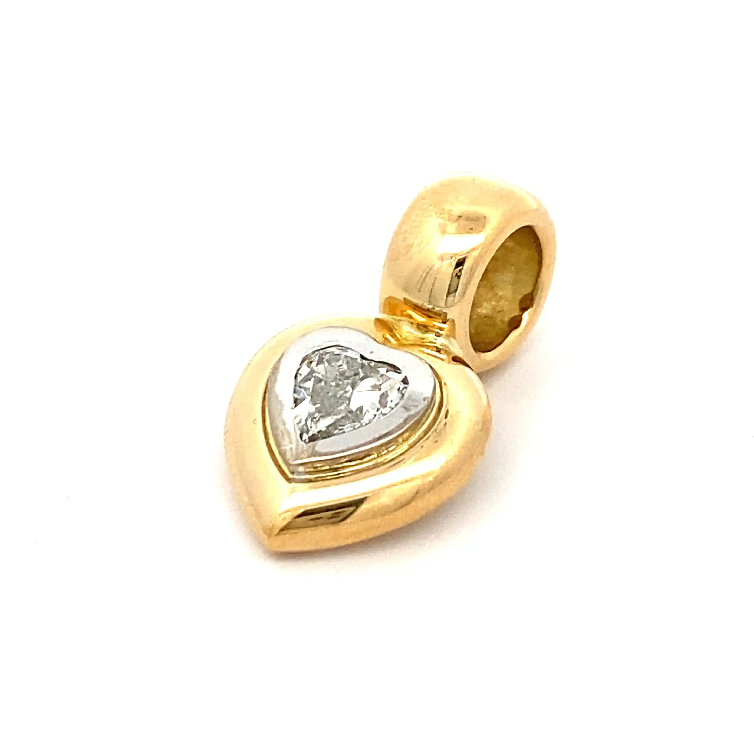 Herzanhänger Bicolor mit Diamant im Herzschliff Herzanhänger Bicolor mit Diamant im Herzschliff