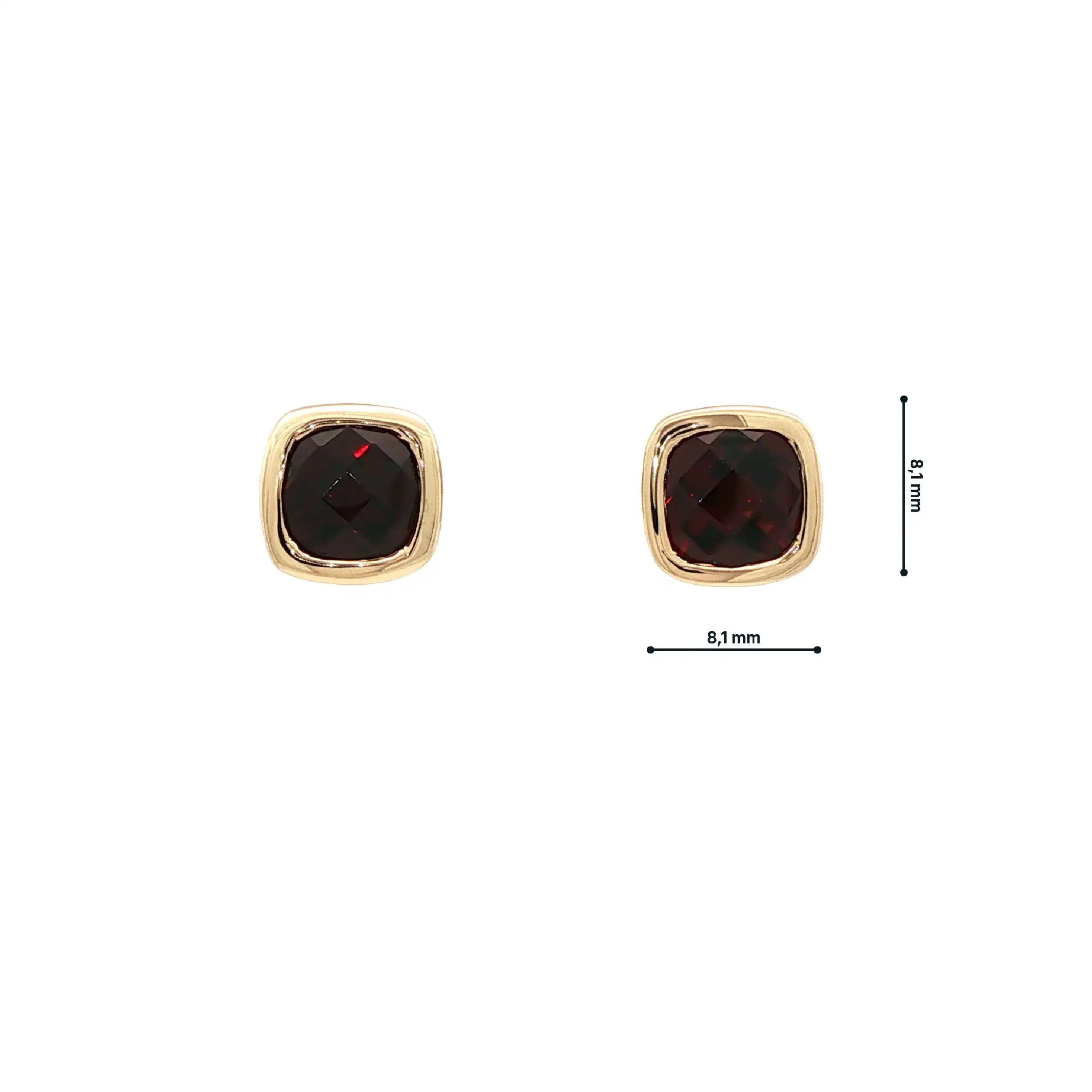 Ohrstecker Gelbgold mit roten Farbsteinen