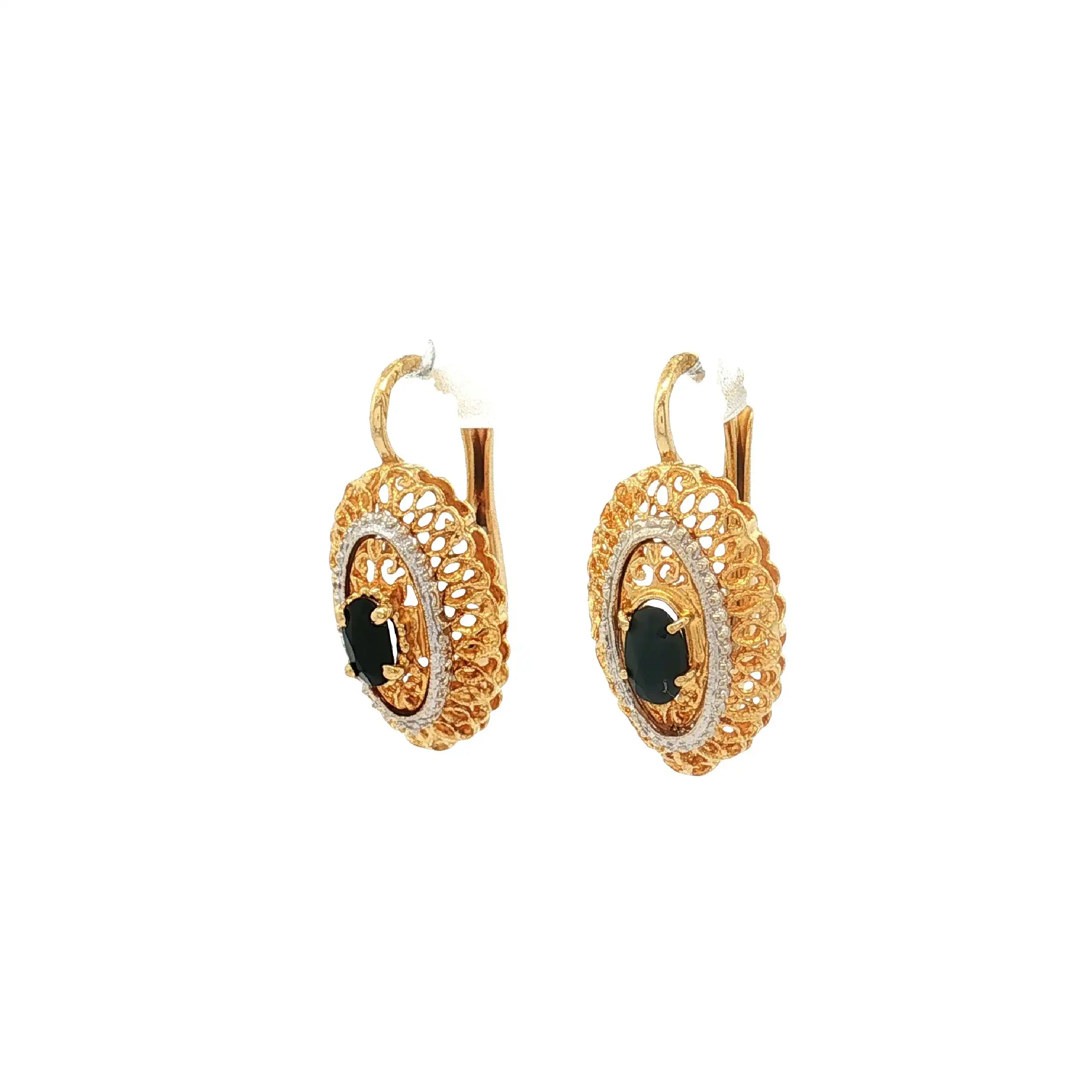 Ohrringe Gelbgold mit schwarzen Stein Ohrringe Gelbgold mit schwarzen Stein
