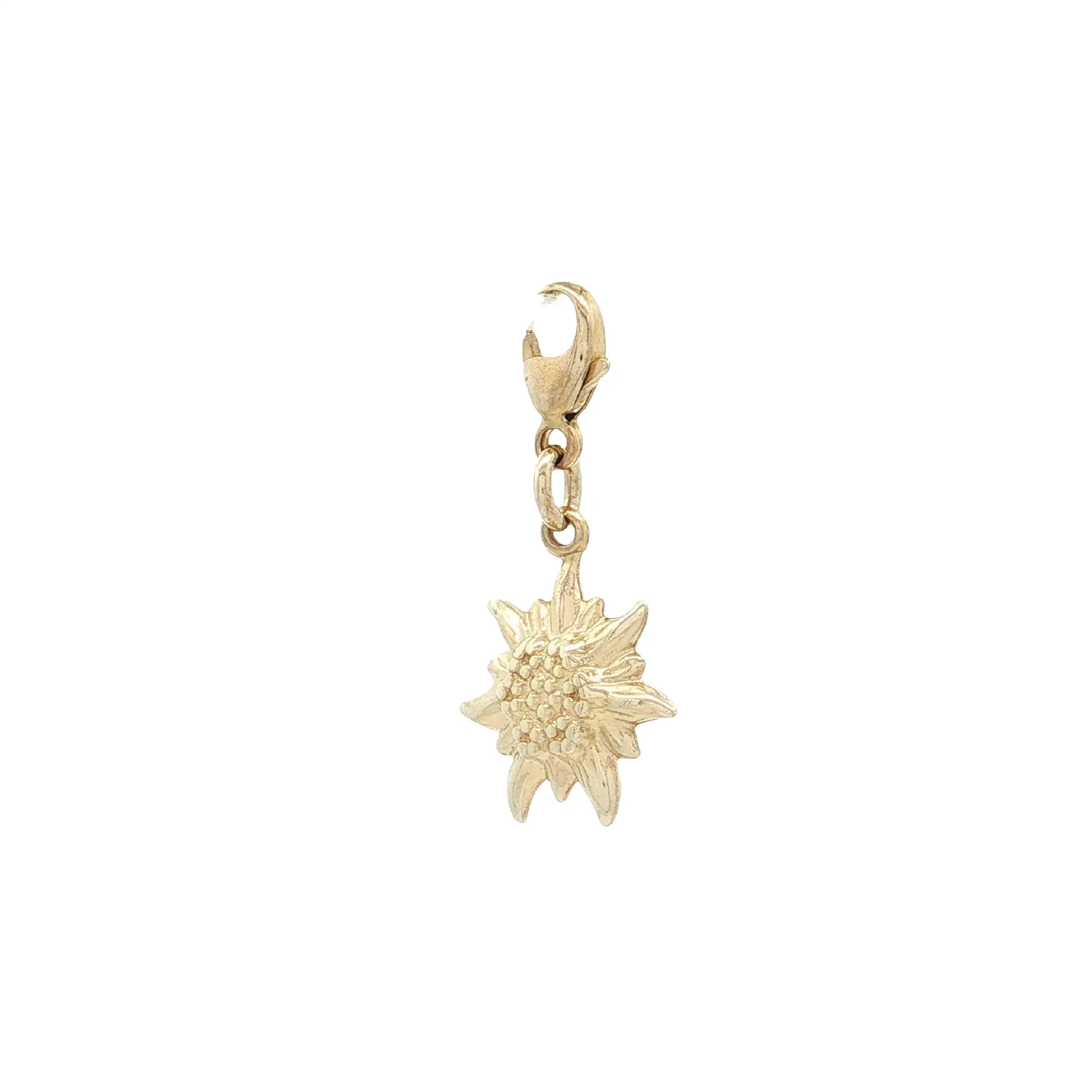 Anhänger / Charm mit Karabinerverschluss Gelbgold Edelweiß