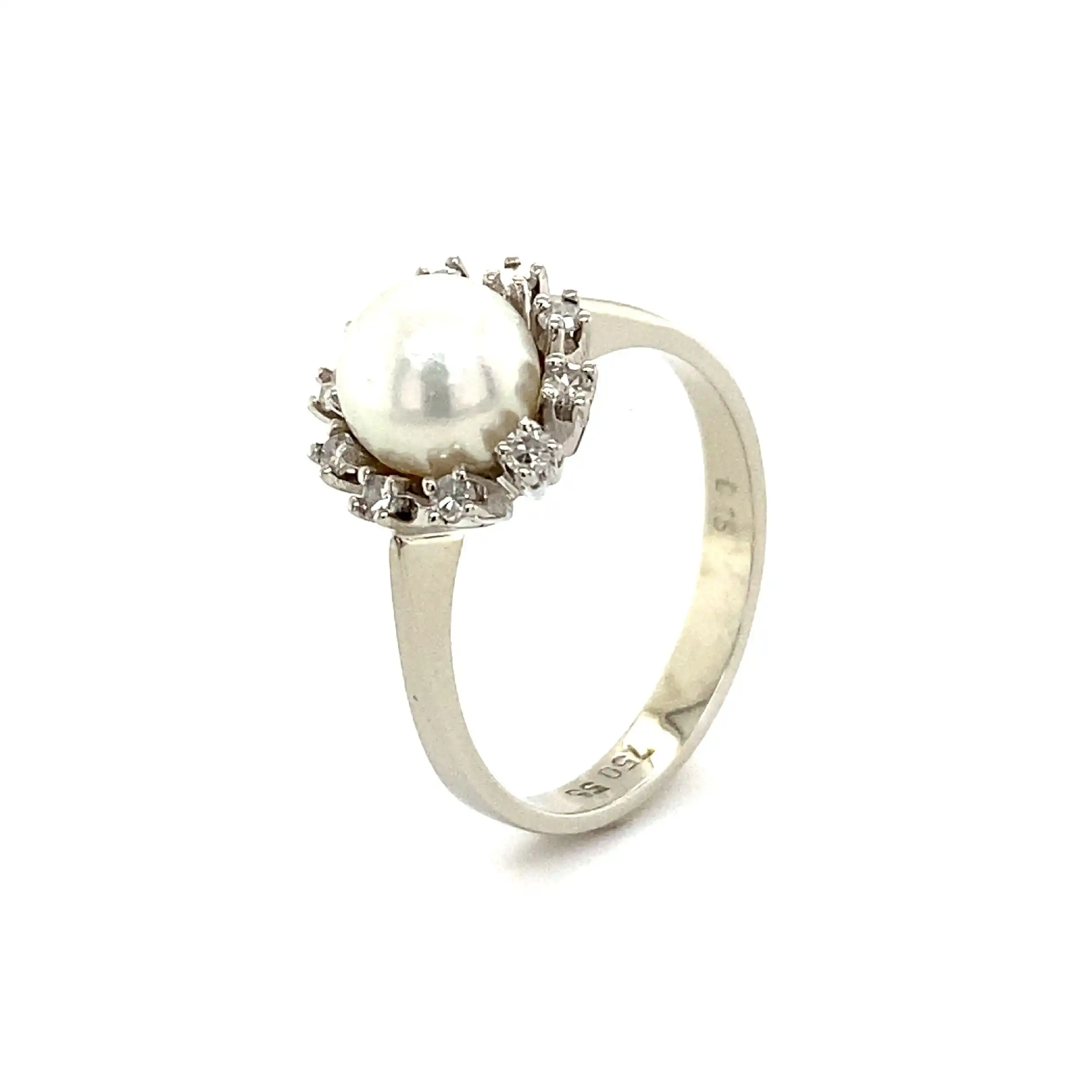 Ring Weißgold mit Perle & Diamanten Ring Weißgold mit Perle & Diamanten