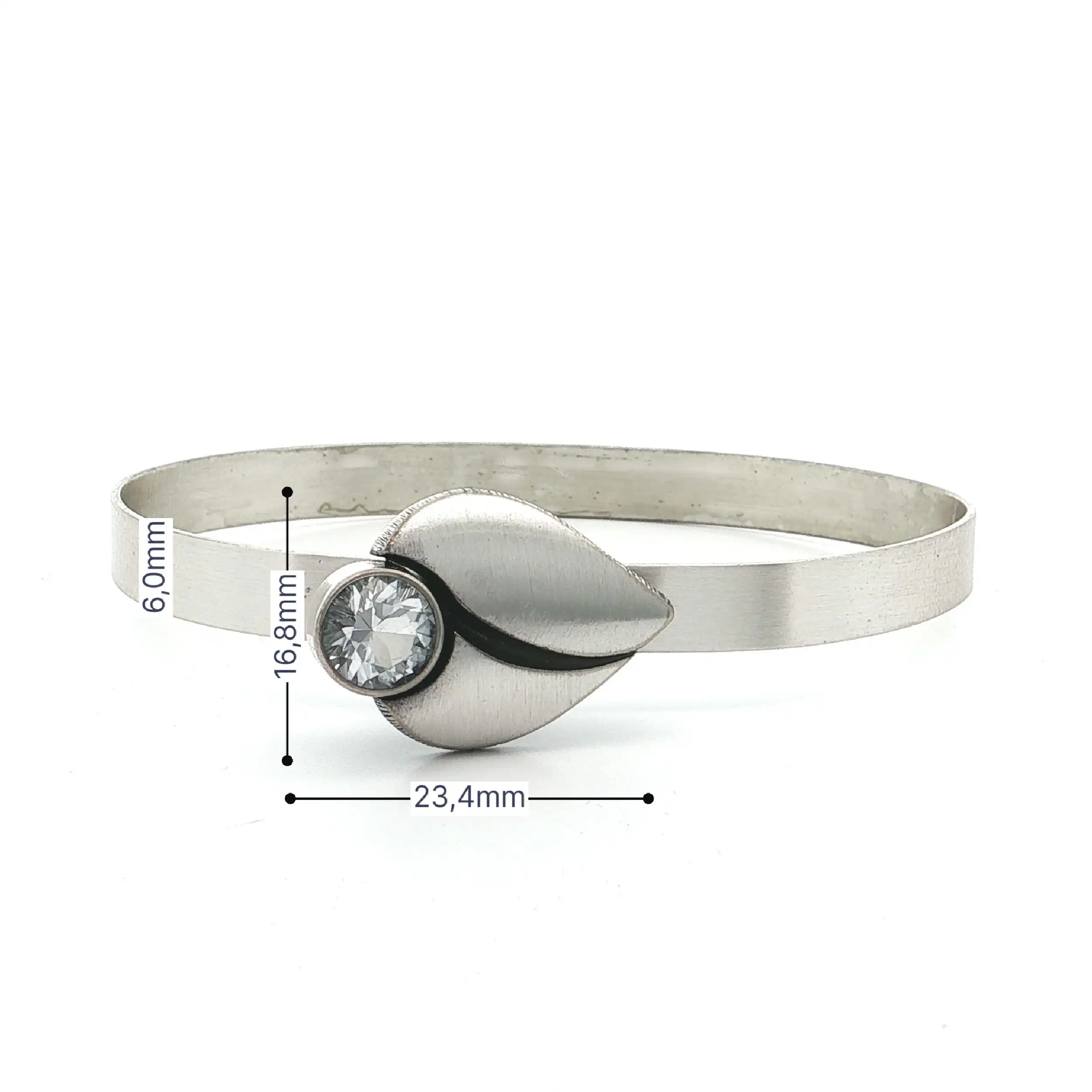 Armreif Silber mattiert mit Bergkristall