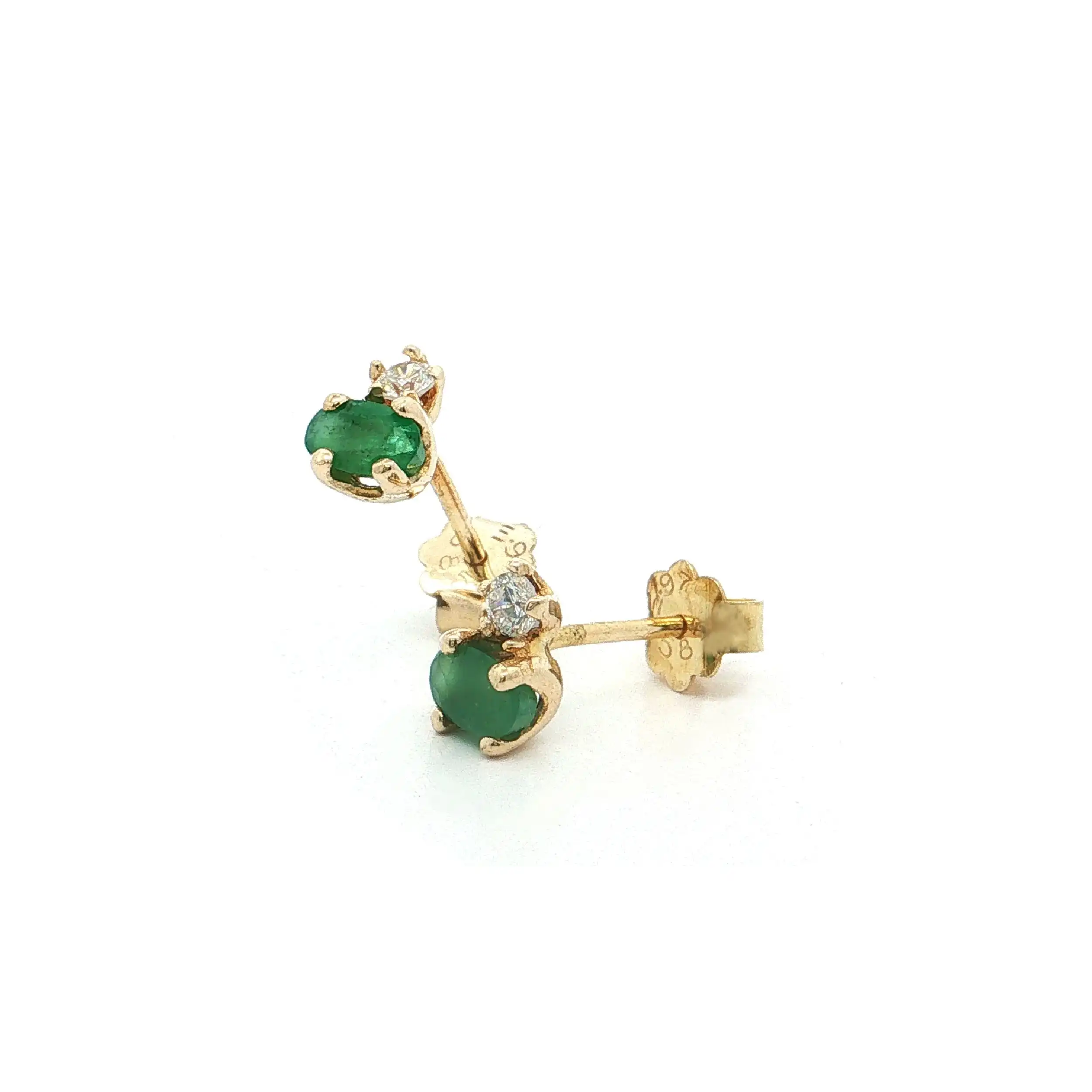 Ohrstecker Gelbgold mit Smaragd und Zirkonia