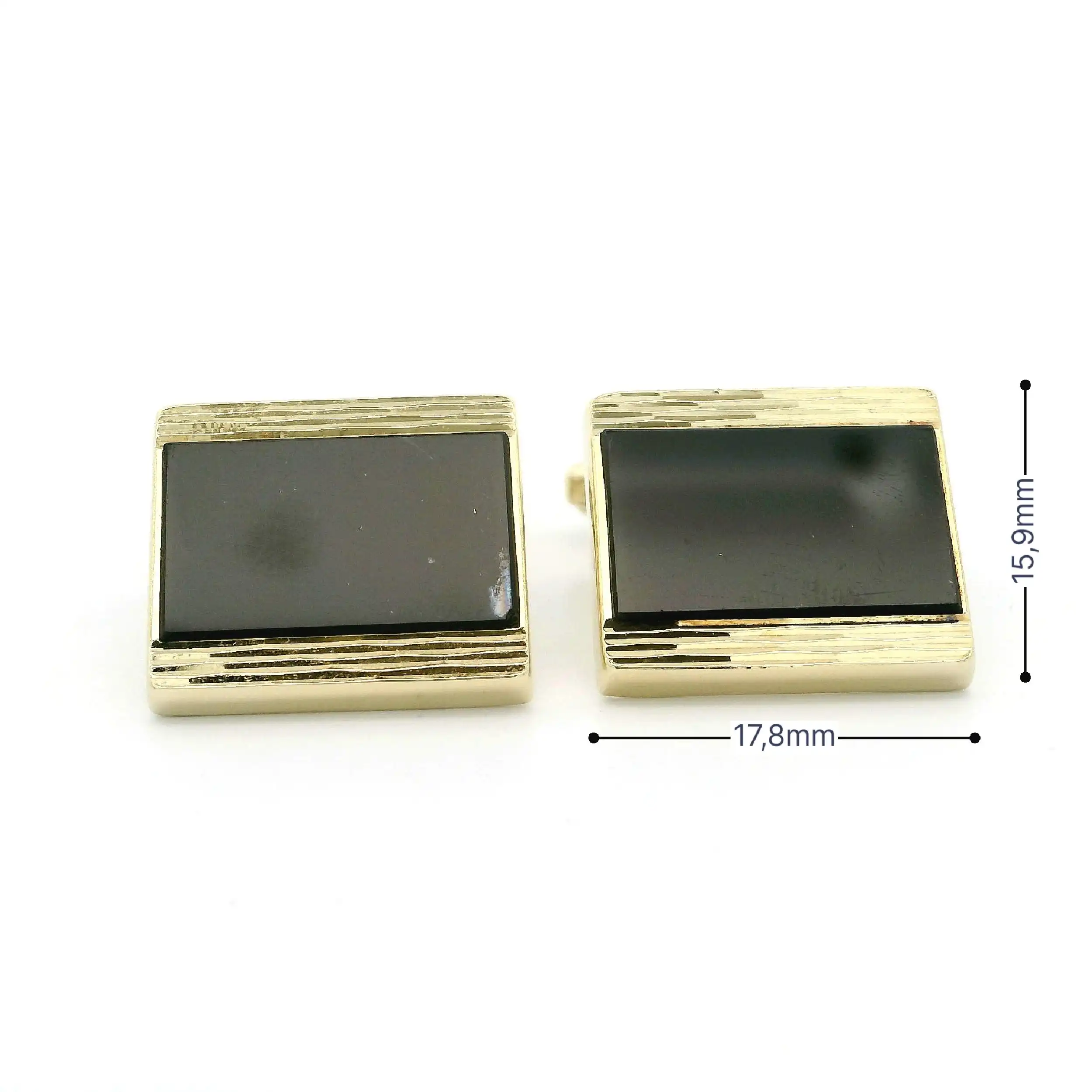 Manschettenknöpfe Gelbgold mit schwarzem Farbstein Manschettenknöpfe Gelbgold mit schwarzem Farbstein