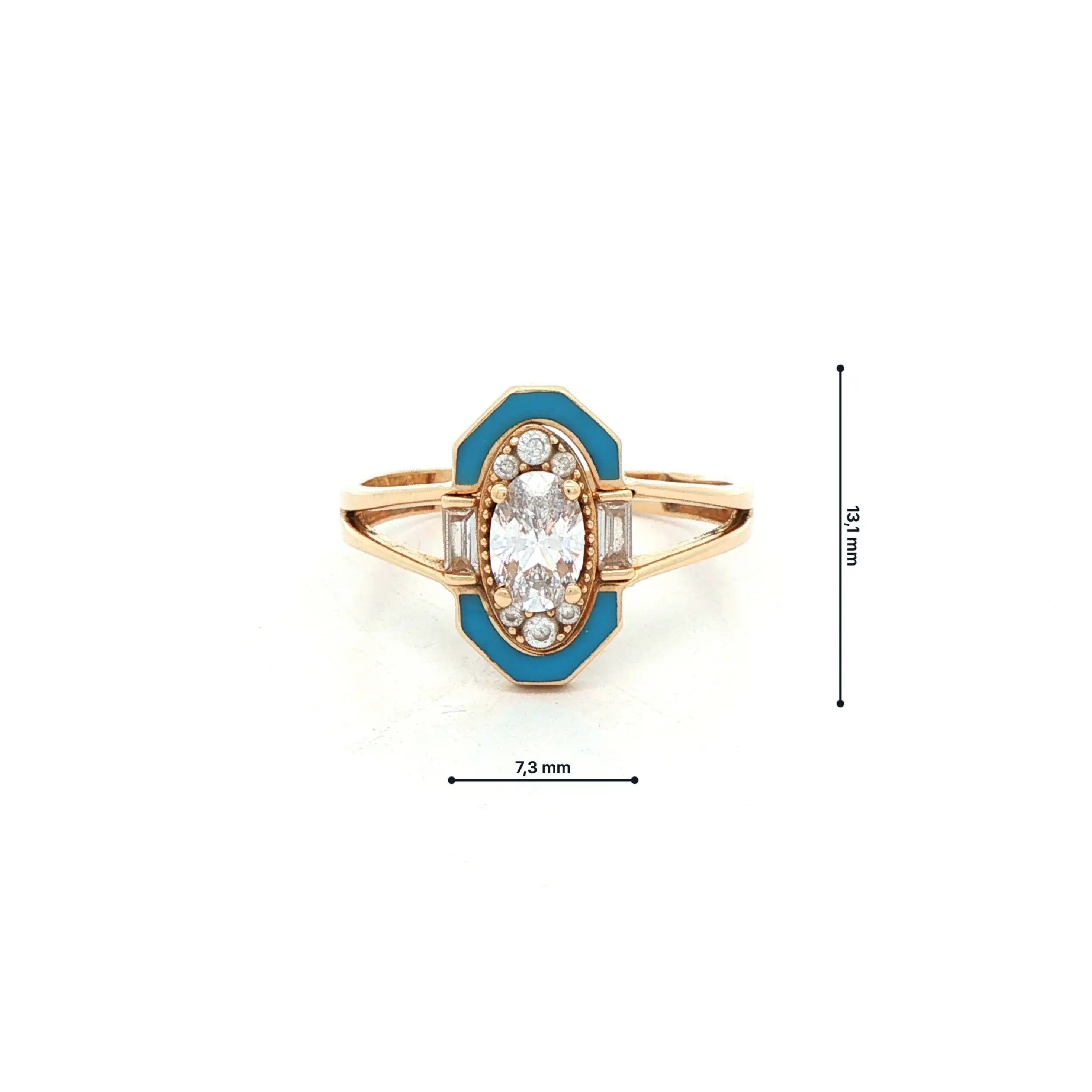Ring Gelbgold mit Zirkonia und blauen Elementen