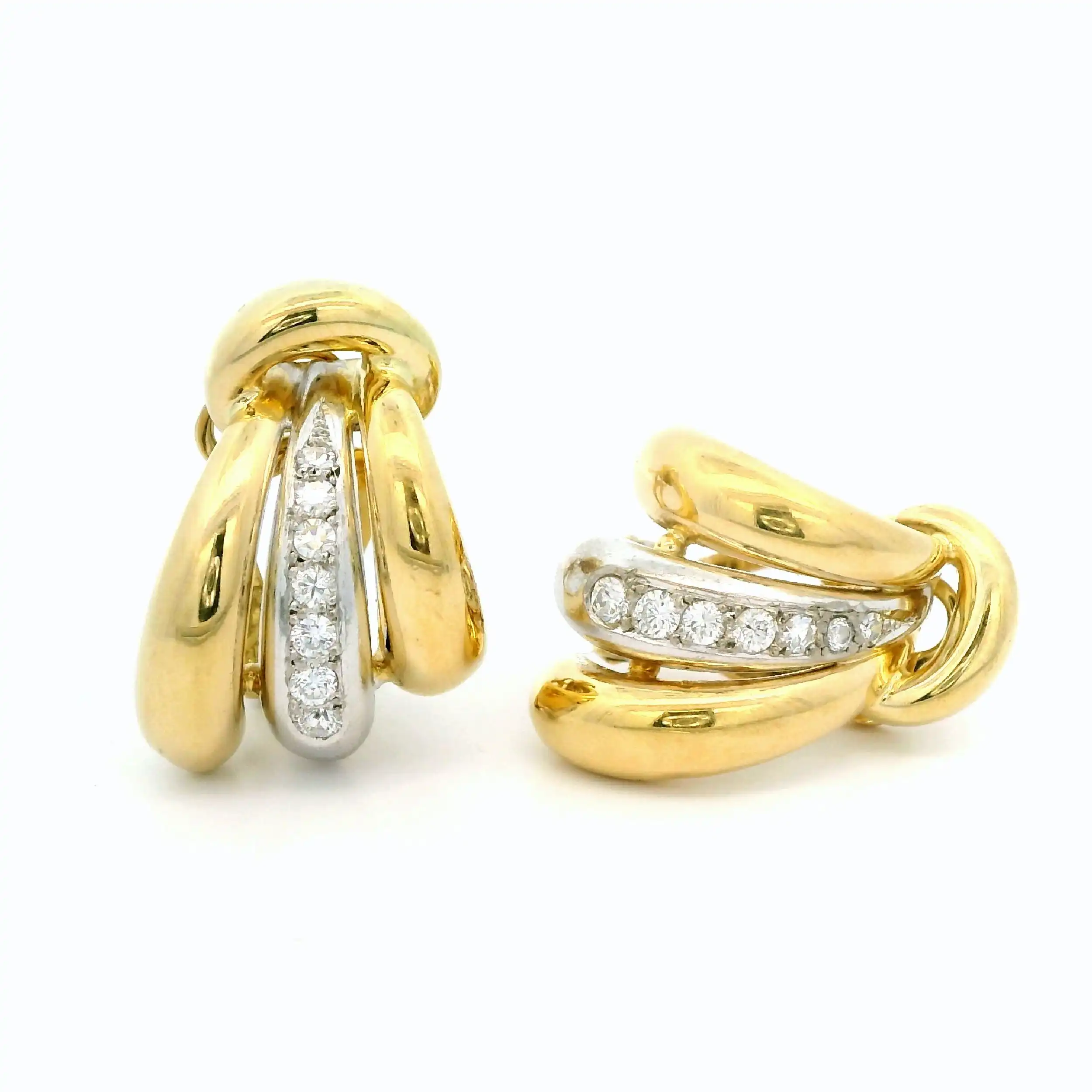 Ohrclips Bicolor mit Brillanten und Diamanten Ohrclips Bicolor mit Brillanten und Diamanten