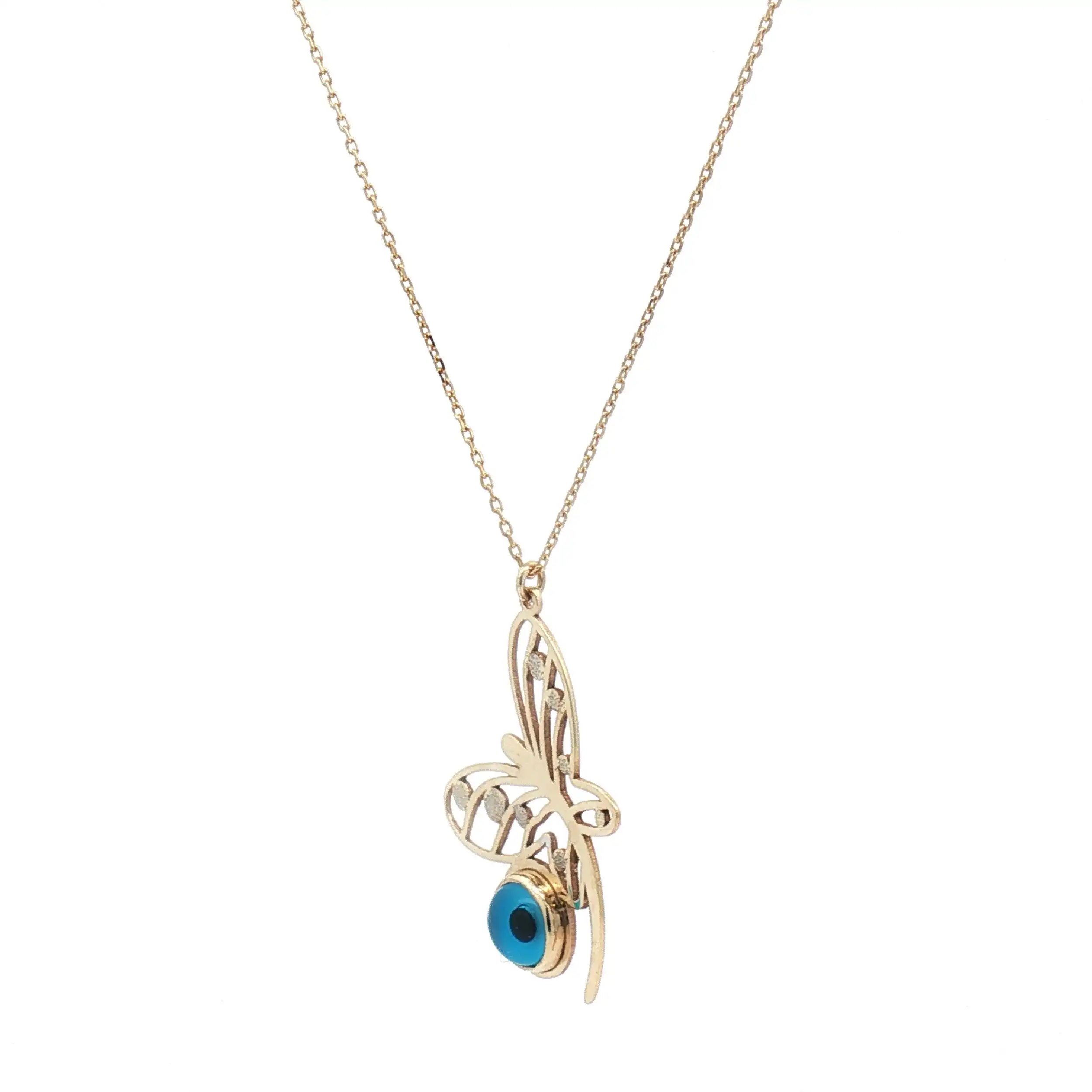 Ankerkette Gelbgold mit Anhänger Schmetterling und blauem Farbstein Ankerkette Gelbgold mit Anhänger Schmetterling und blauem Farbstein