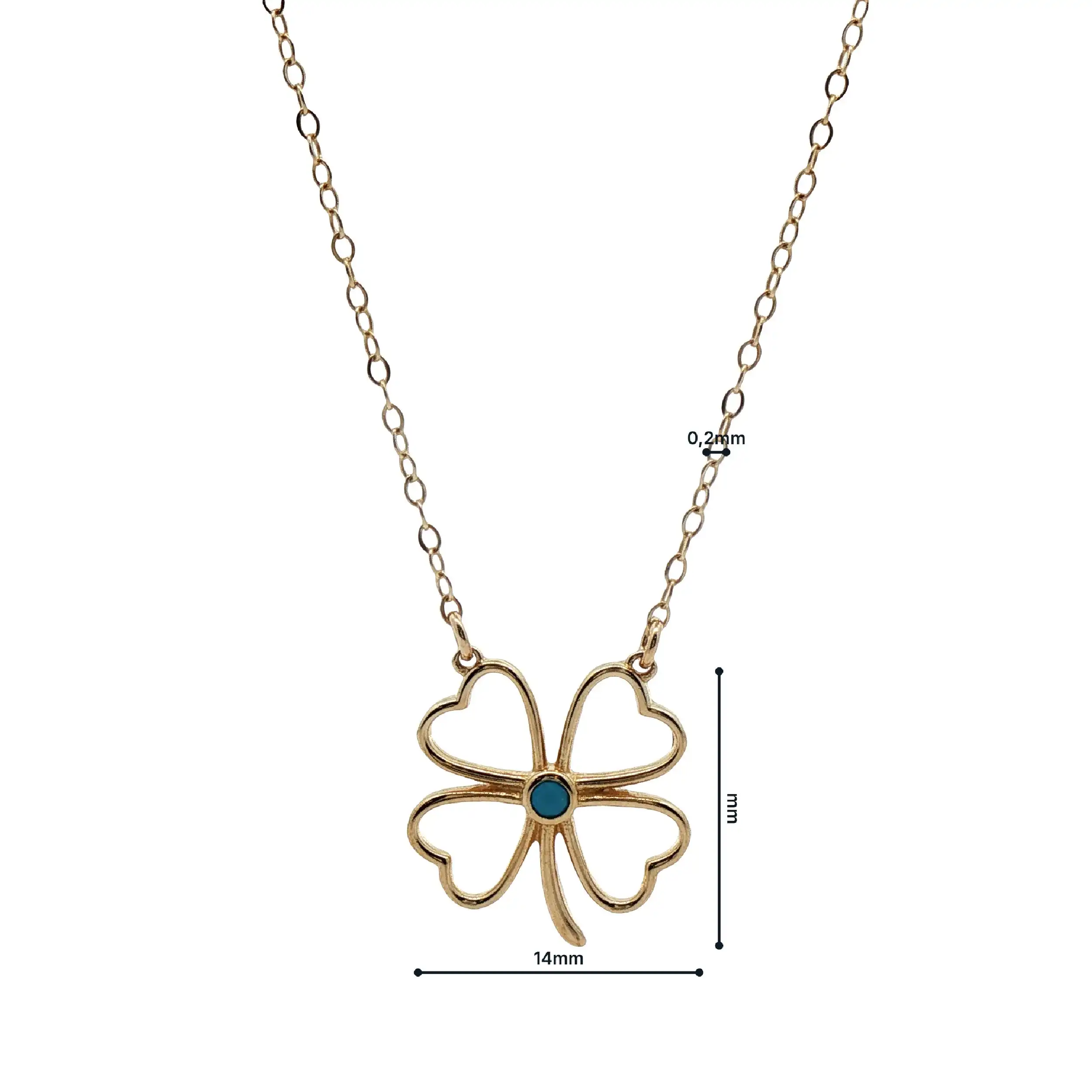 Kette Gelbgold mit Anhänger Kleeblatt mit Türkis Kette Gelbgold mit Anhänger Kleeblatt mit Türkis