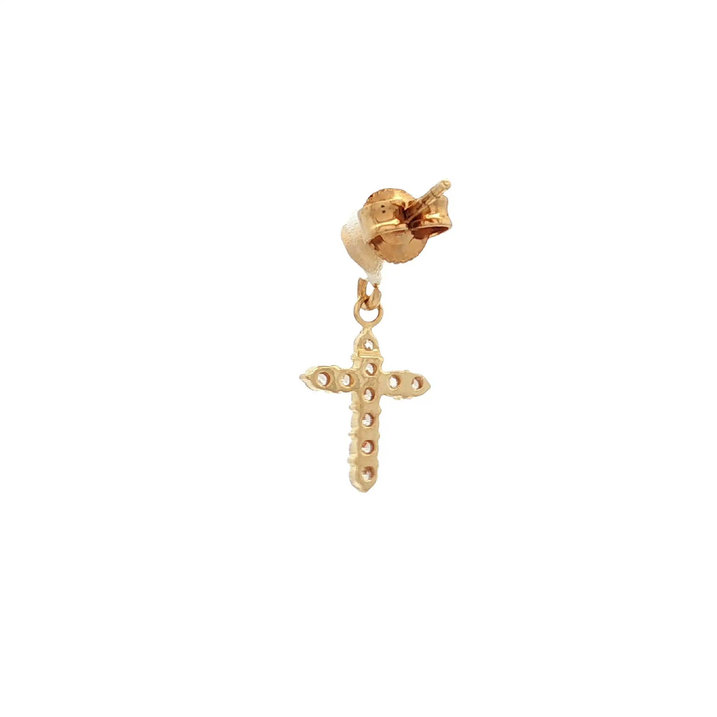 Einzelner Ohrstecker Kreuz mit Zirkonia