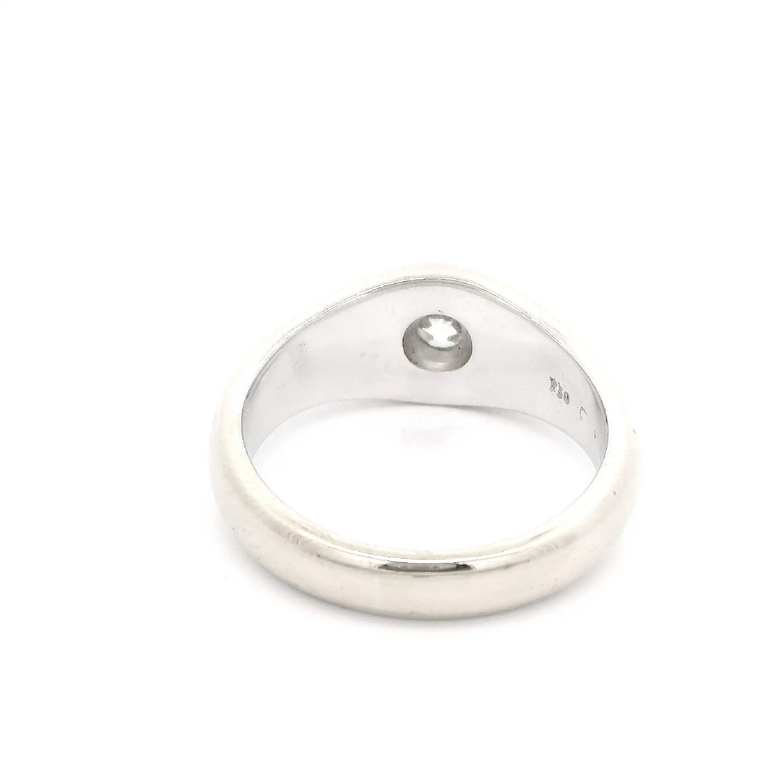 Ring Weißgold mit Altschliff Brillant, graviert mit 0,59ct und "Gabi"