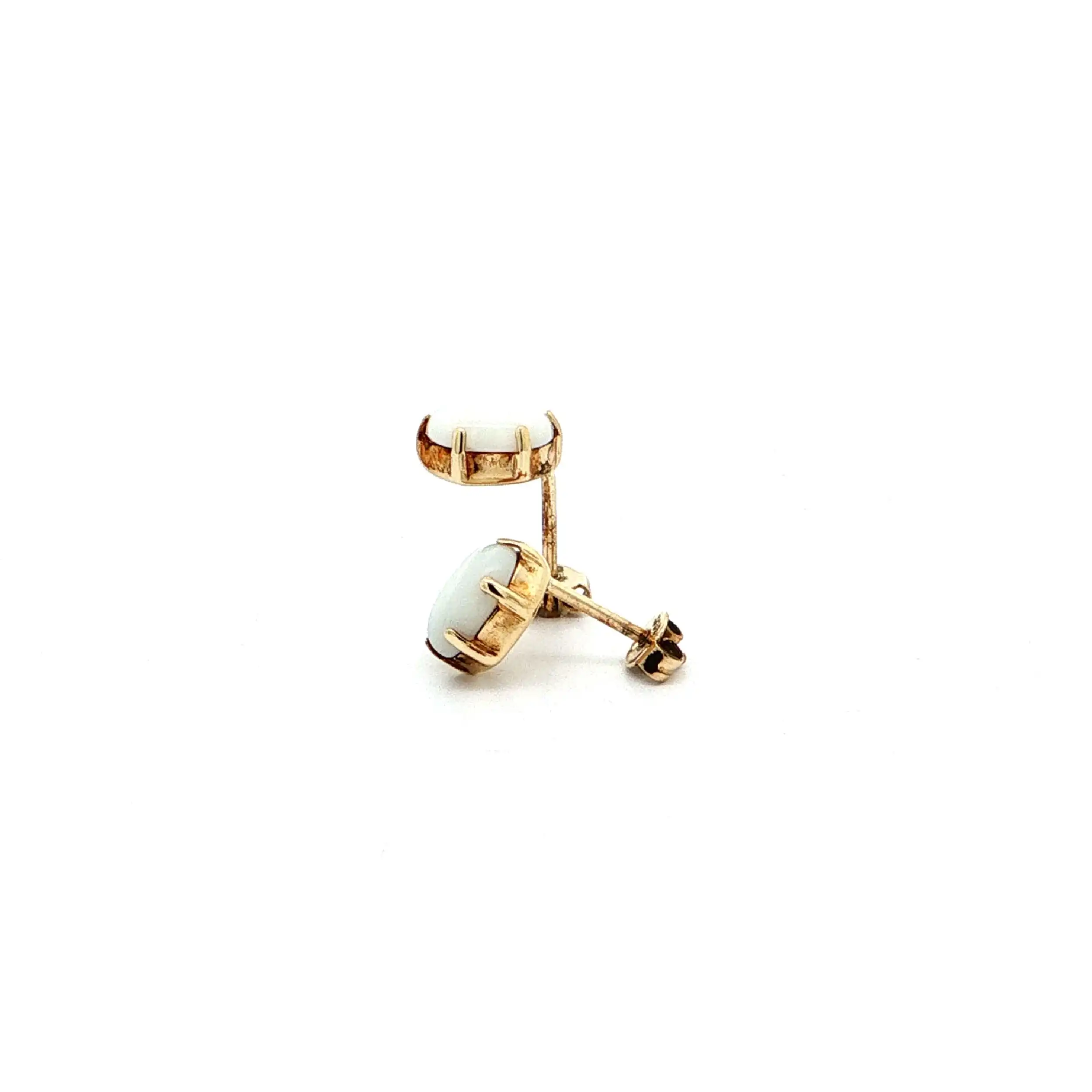 Ohrstecker Gelbgold mit weißem Opal