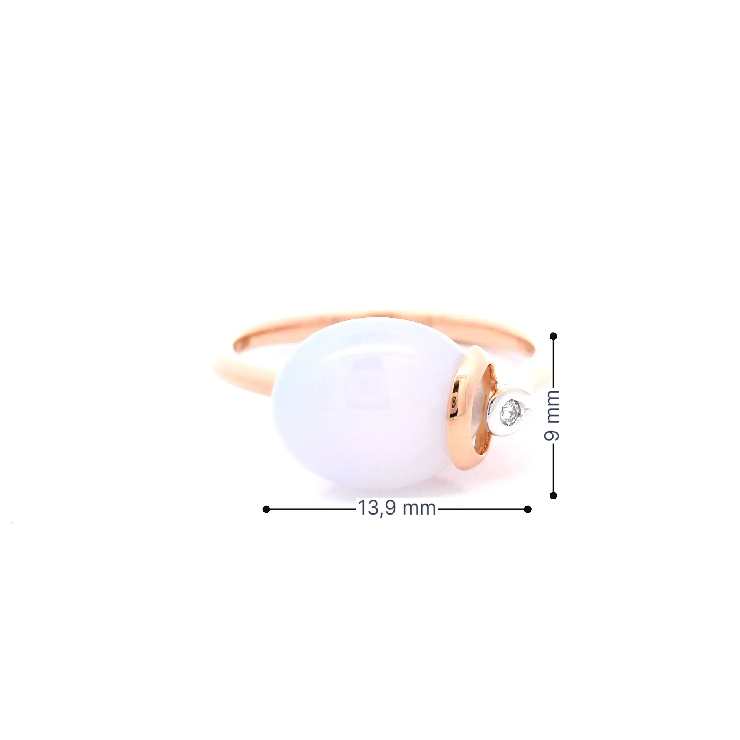 Ring Roségold mit Chalcedon Cabochon und Brillant Ring Roségold mit Chalcedon Cabochon und Brillant