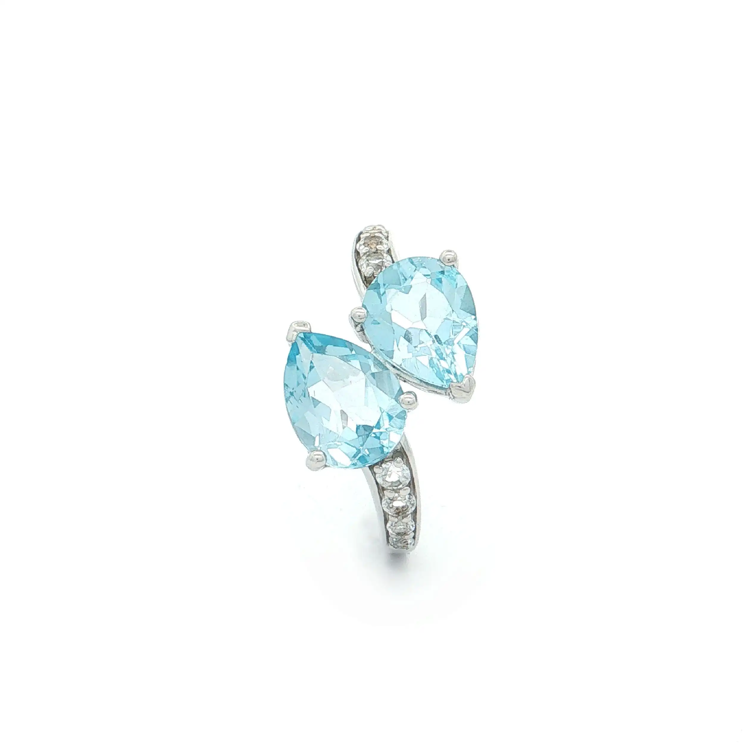 Ring Silber mit Blautopas und Zirkonia
