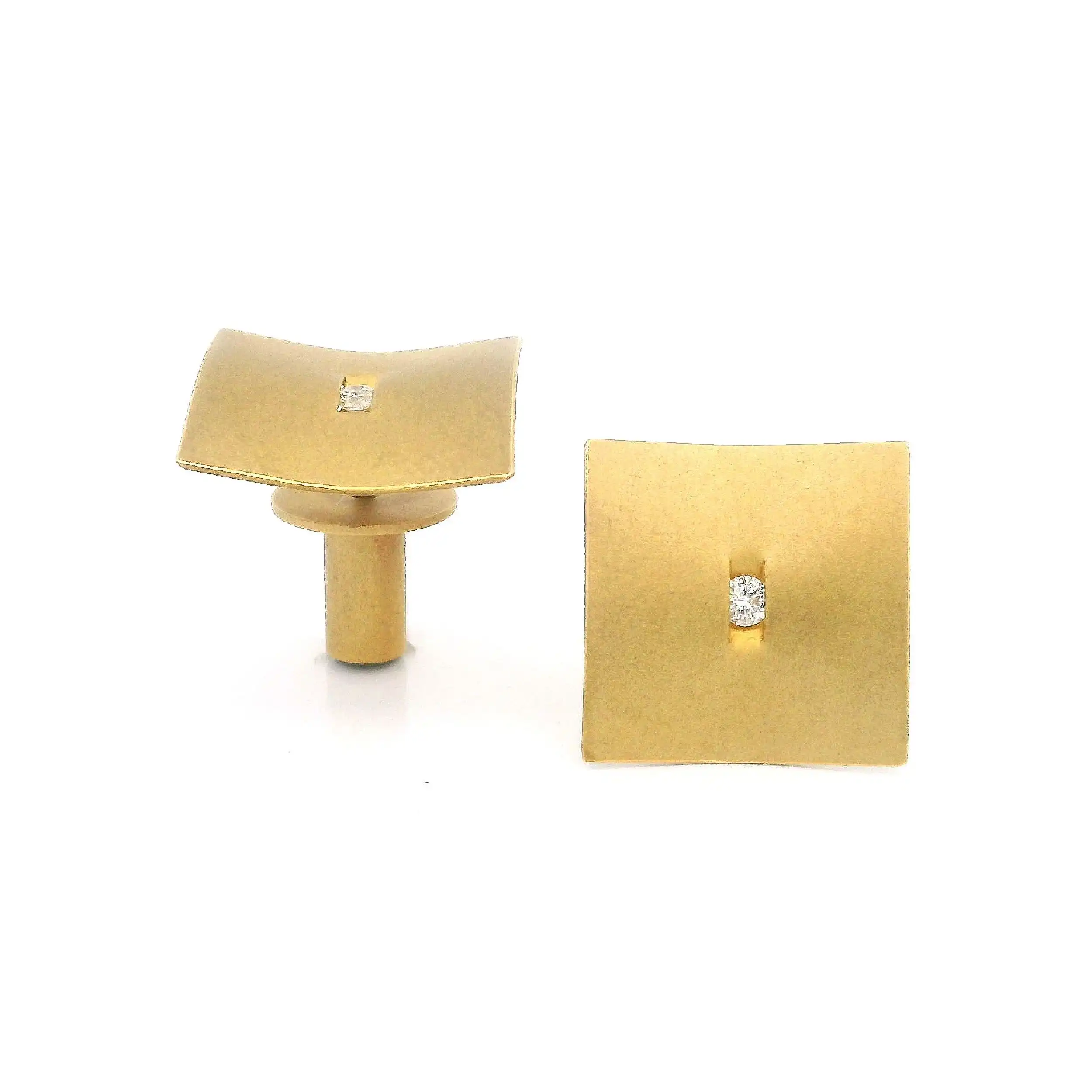 Paar Ohrstecker Gelbgold Niessing Segel mit Brillanten und Stoppern Paar Ohrstecker Gelbgold Niessing Segel mit Brillanten und Stoppern