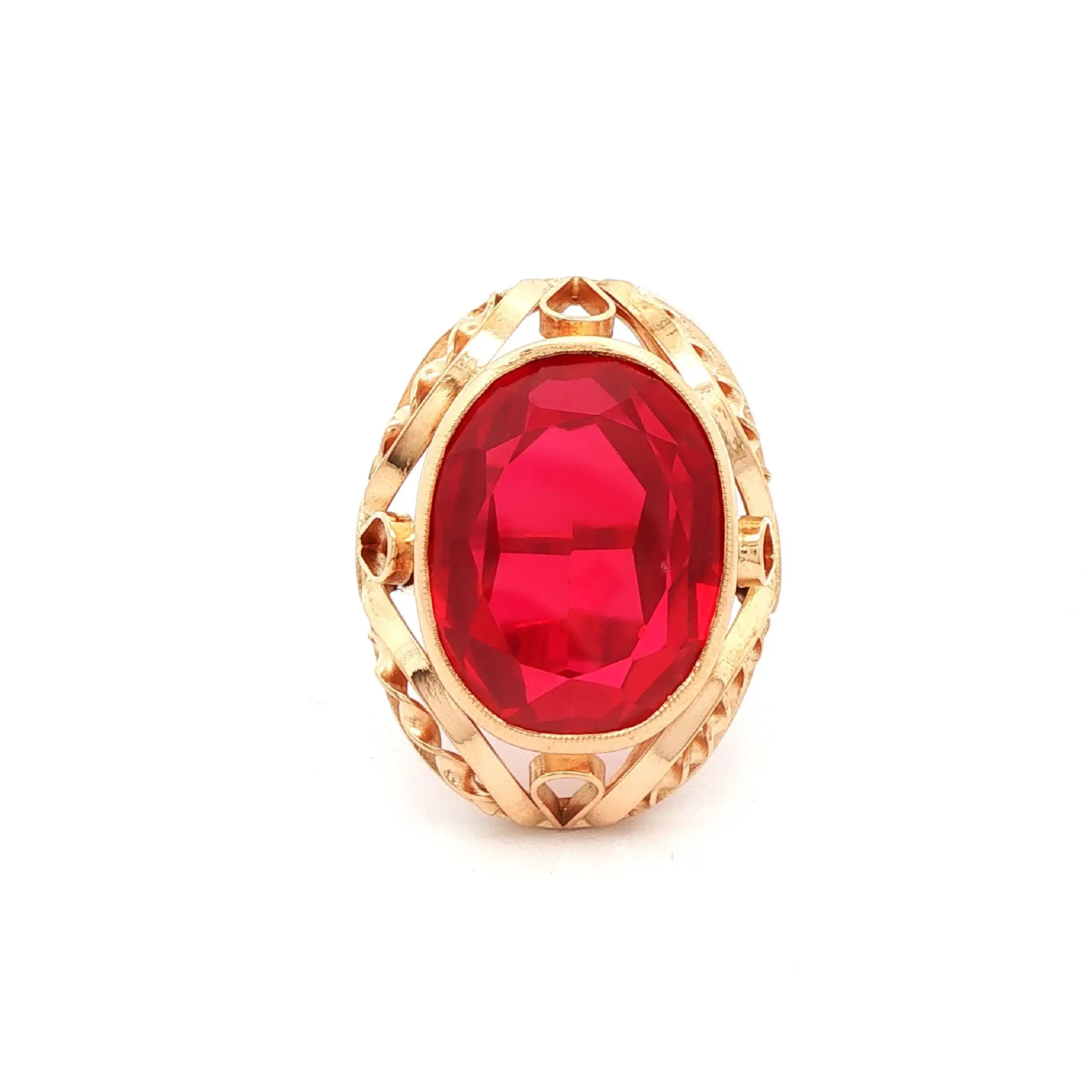 Ring Rotgold mit synthetischem Korund Ring Rotgold mit synthetischem Korund