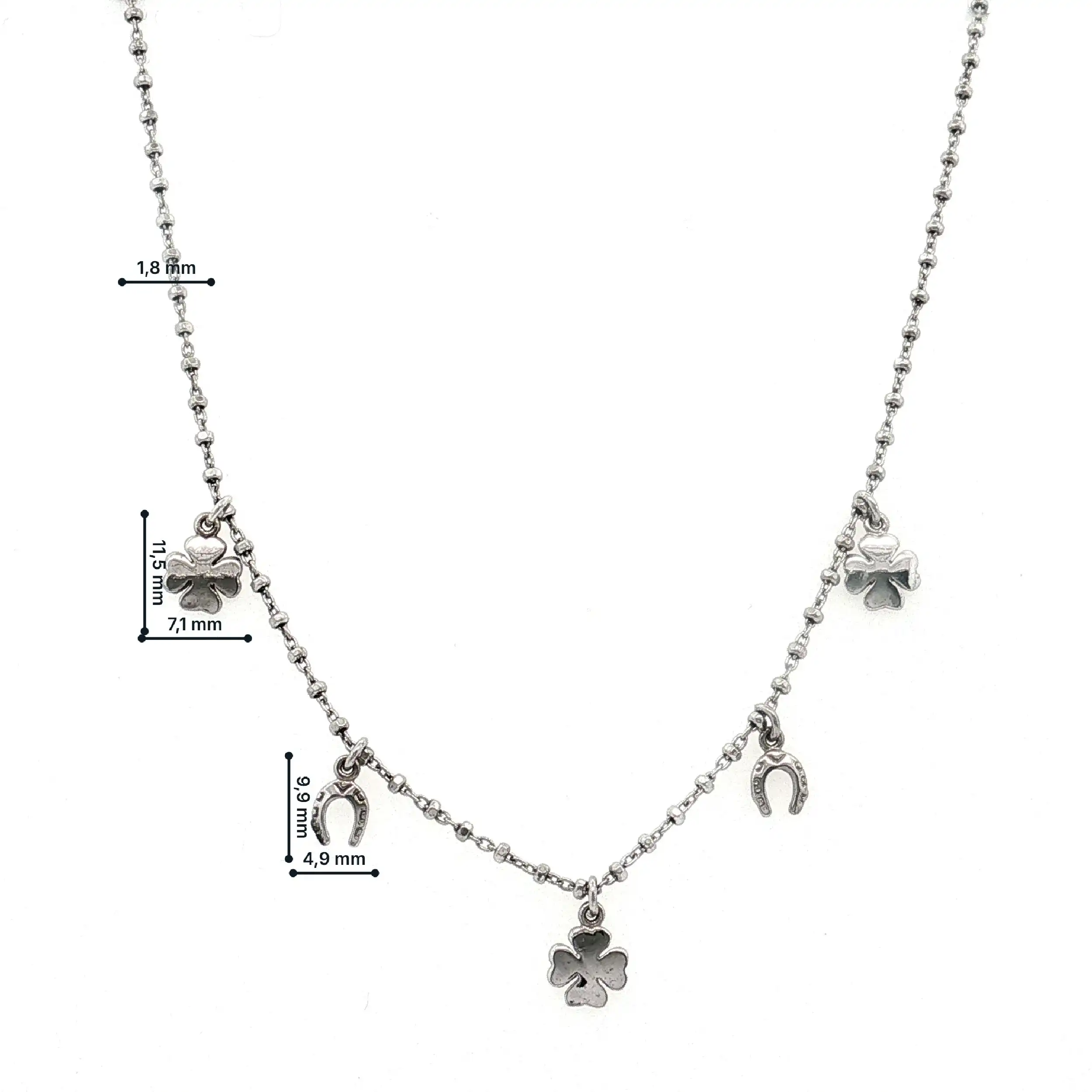 Collier Silber mit Kleeblättern und Hufeisen Collier Silber mit Kleeblättern und Hufeisen