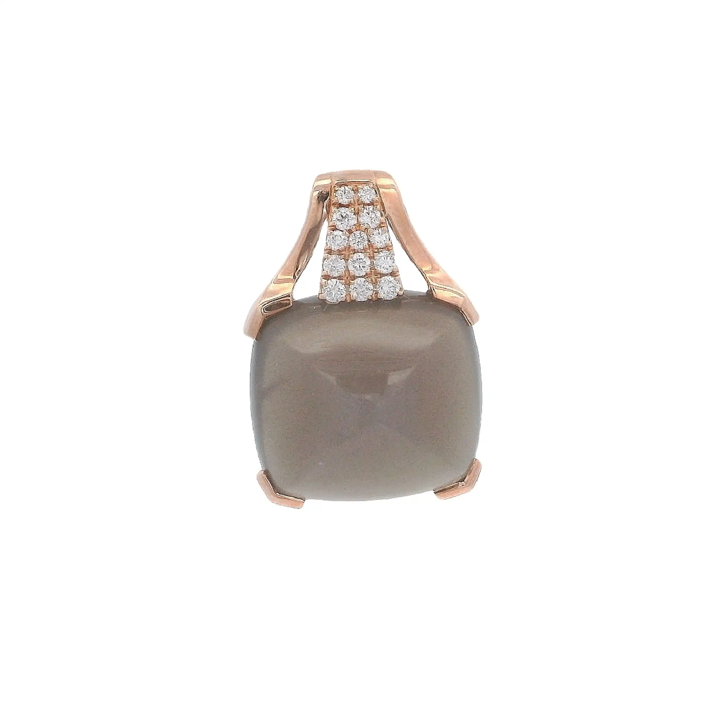 Anhänger Roségold mit Mondstein Cabochon und Brillanten