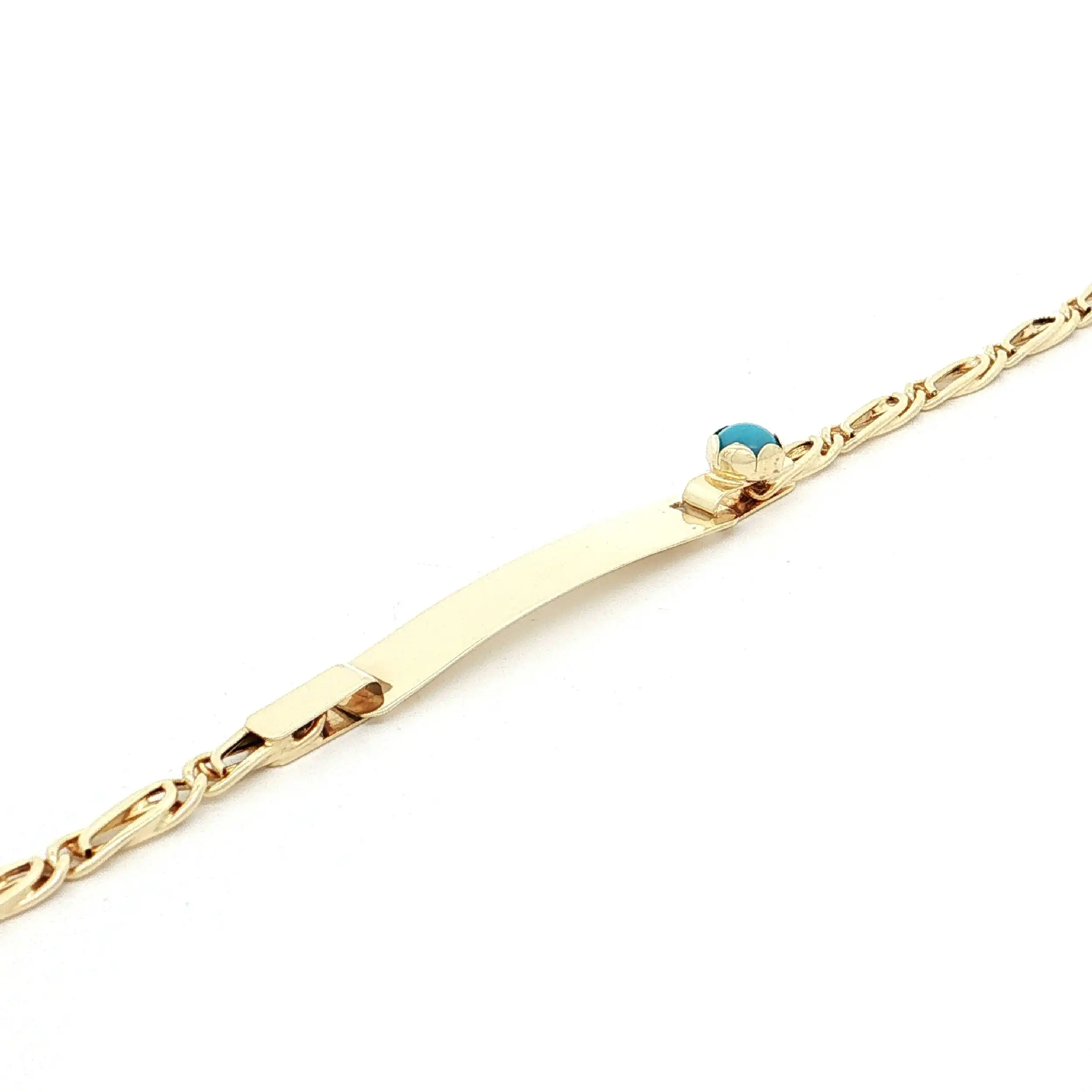 Identarmband Gelbgold mit blauem Farbstein