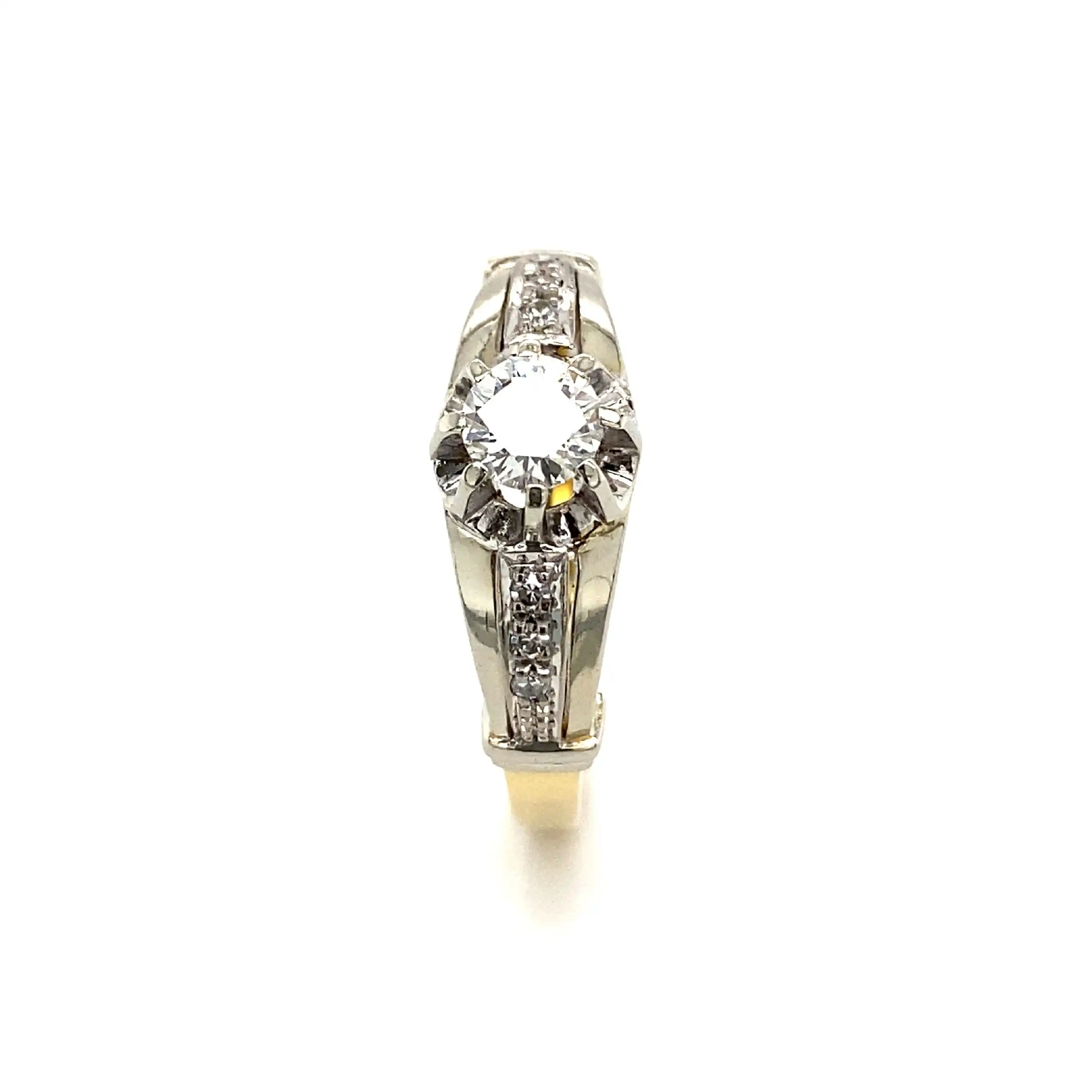 Ring Bicolor mit Brillant-Solitär & Diamanten