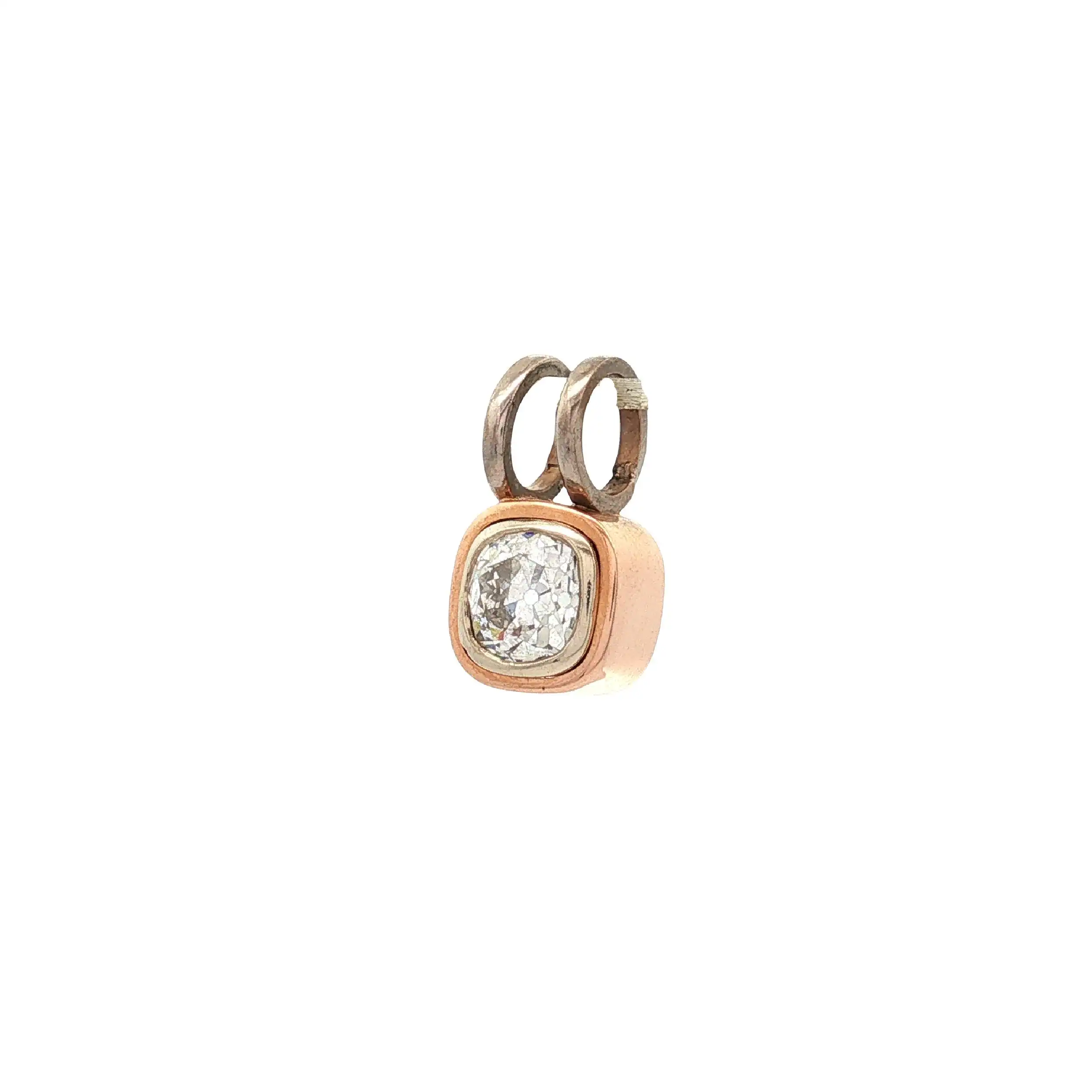 Anhänger Bicolor mit Diamant Solitär Altschliff Anhänger Bicolor mit Diamant Solitär Altschliff